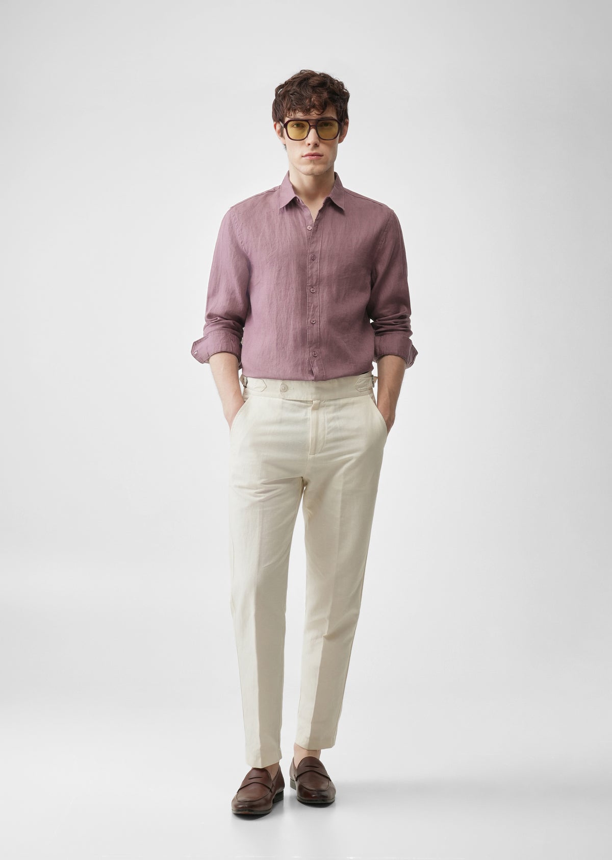 Mauve 100% Pure Linen Shirt