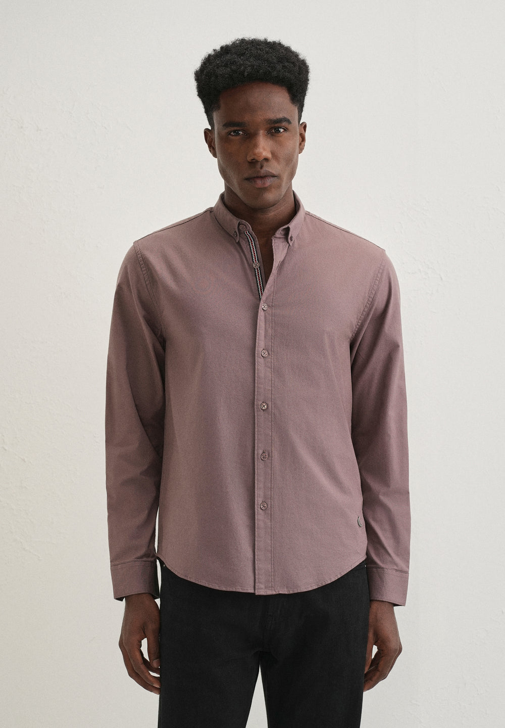 Mauve Contrast Placket Shirt