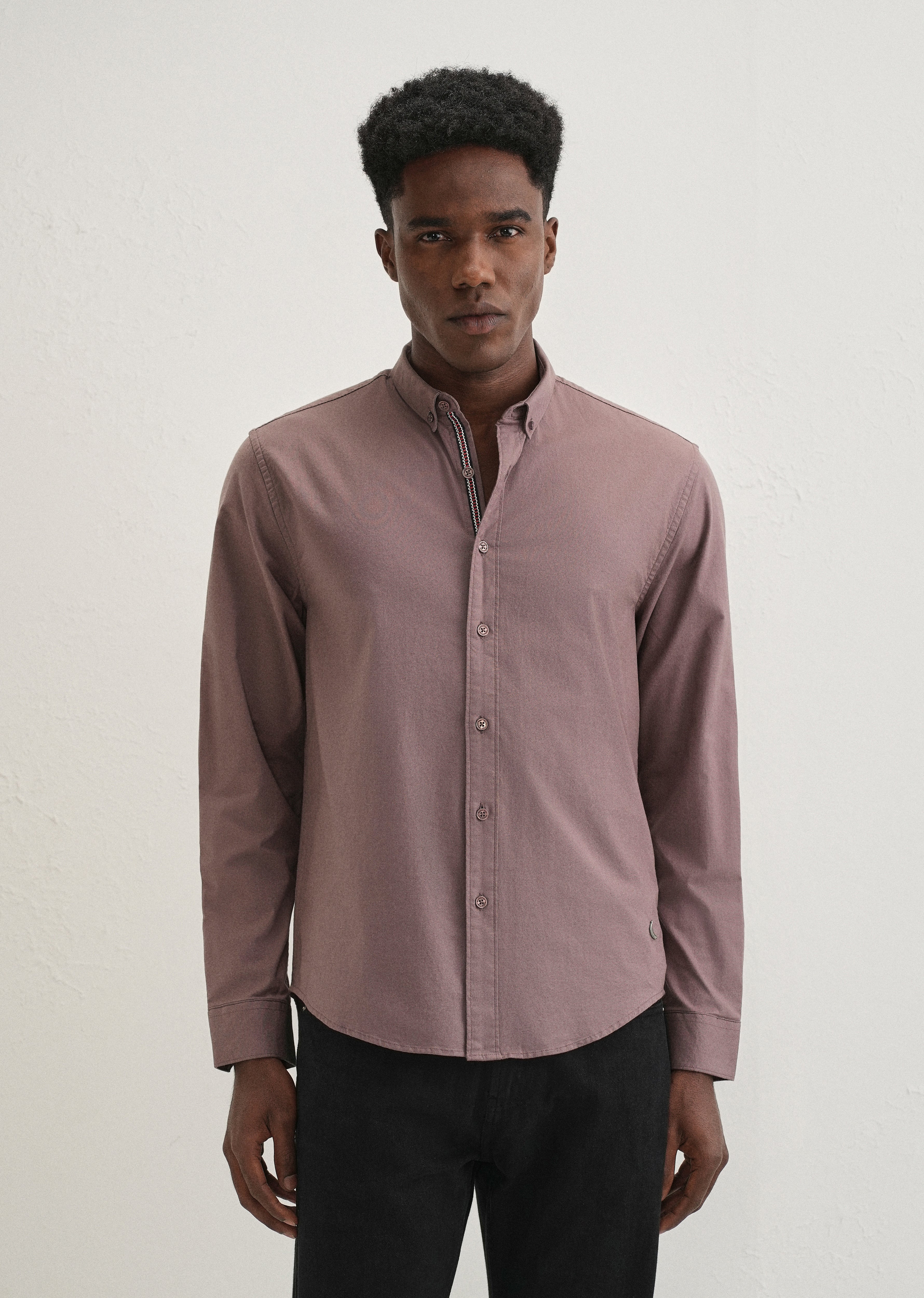 Mauve Contrast Placket Shirt