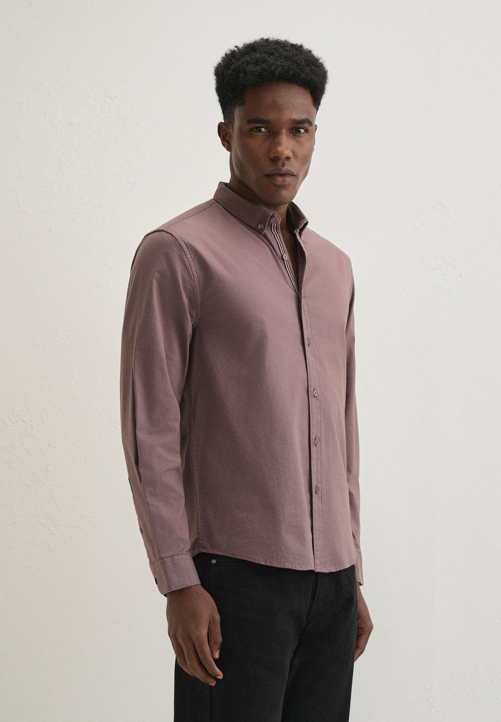 Mauve Contrast Placket Shirt