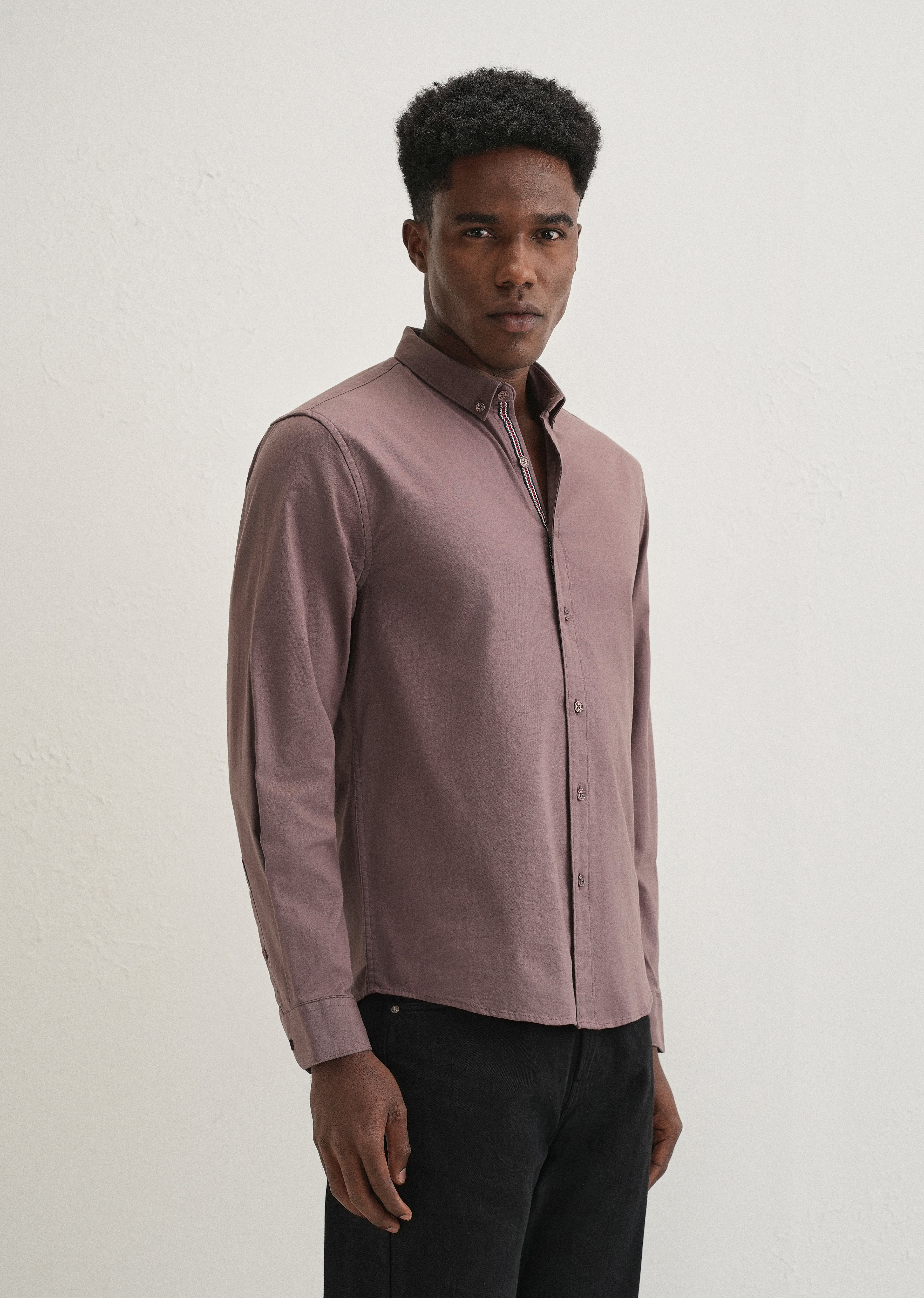 Mauve Contrast Placket Shirt