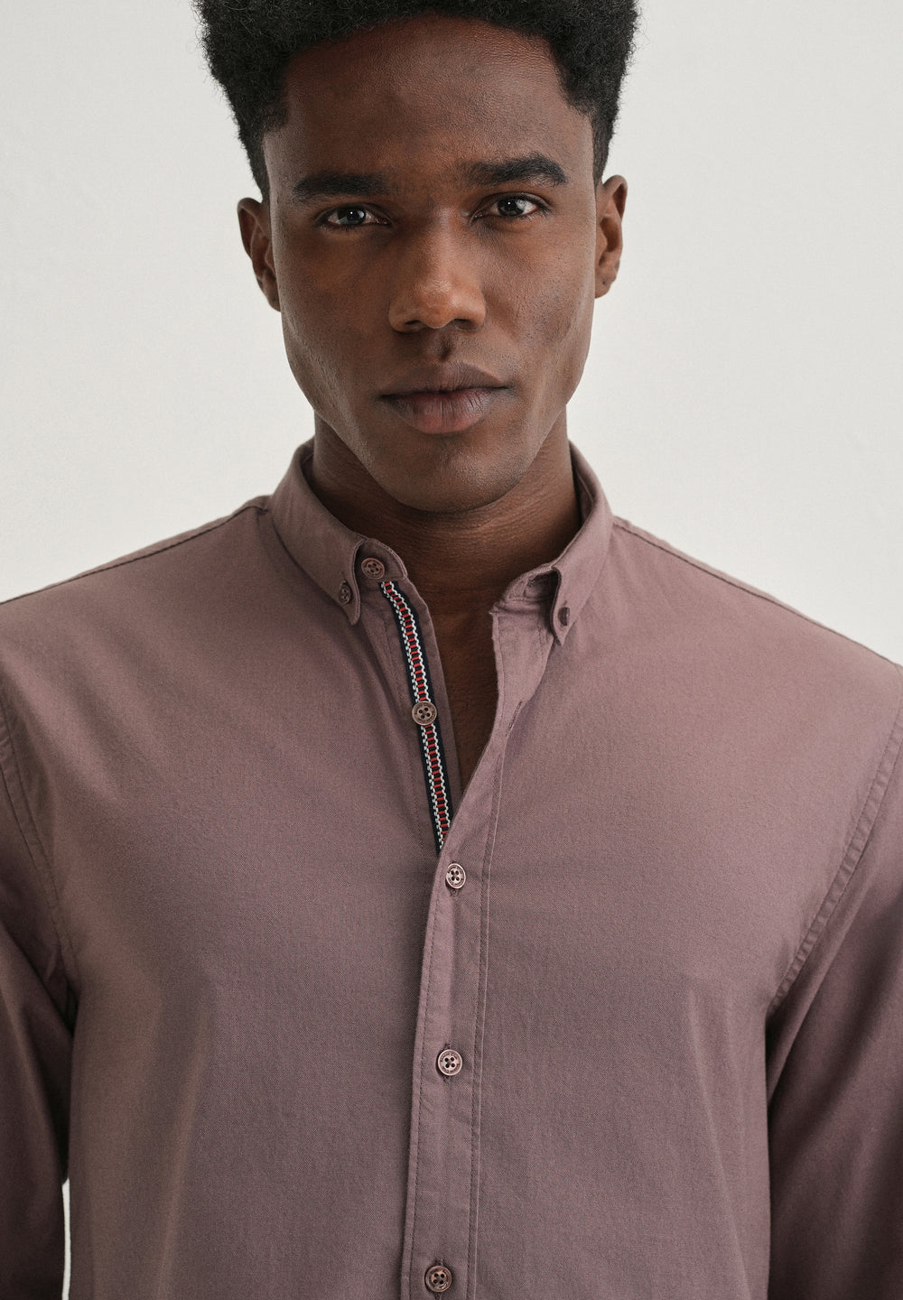 Mauve Contrast Placket Shirt