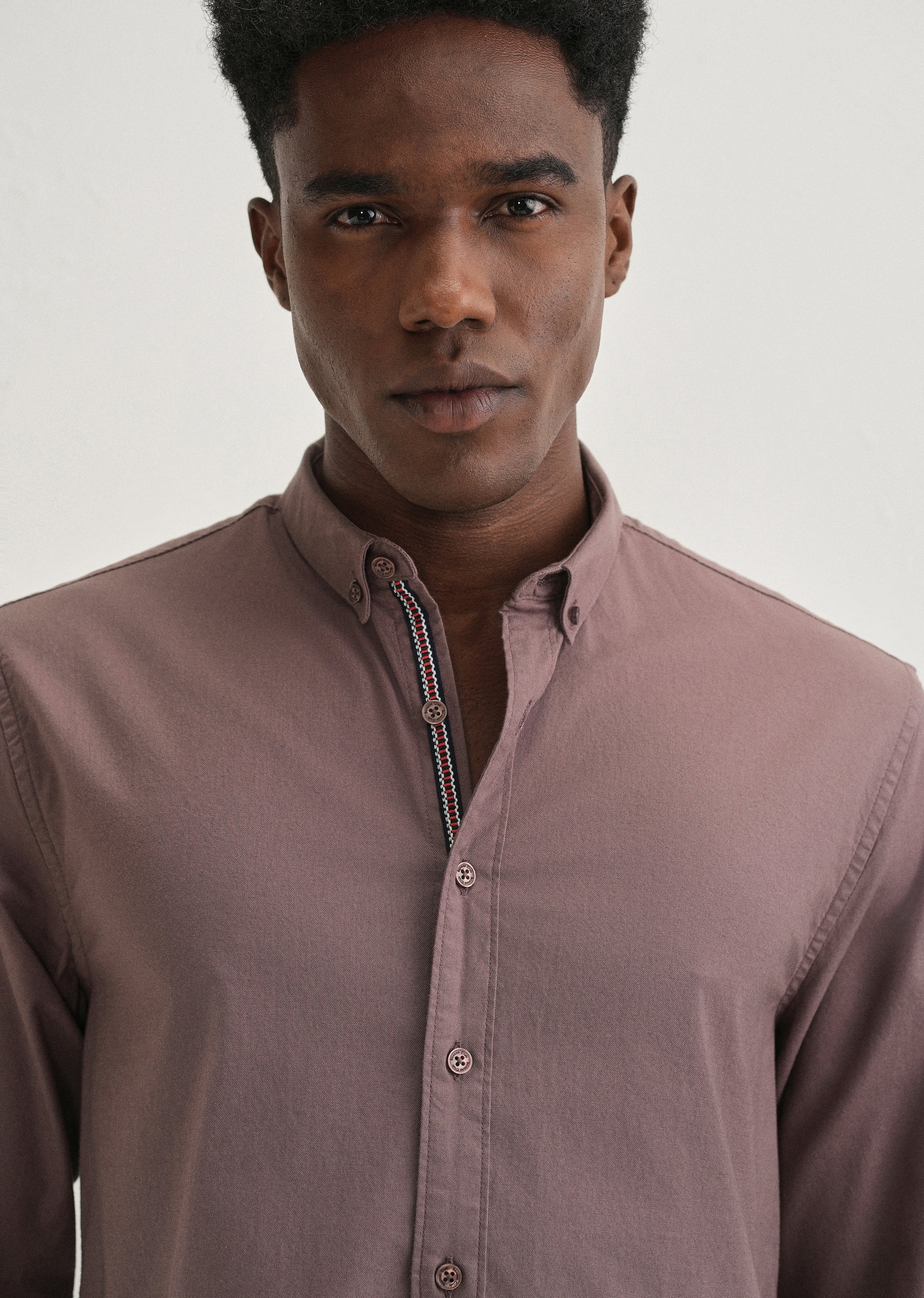 Mauve Contrast Placket Shirt