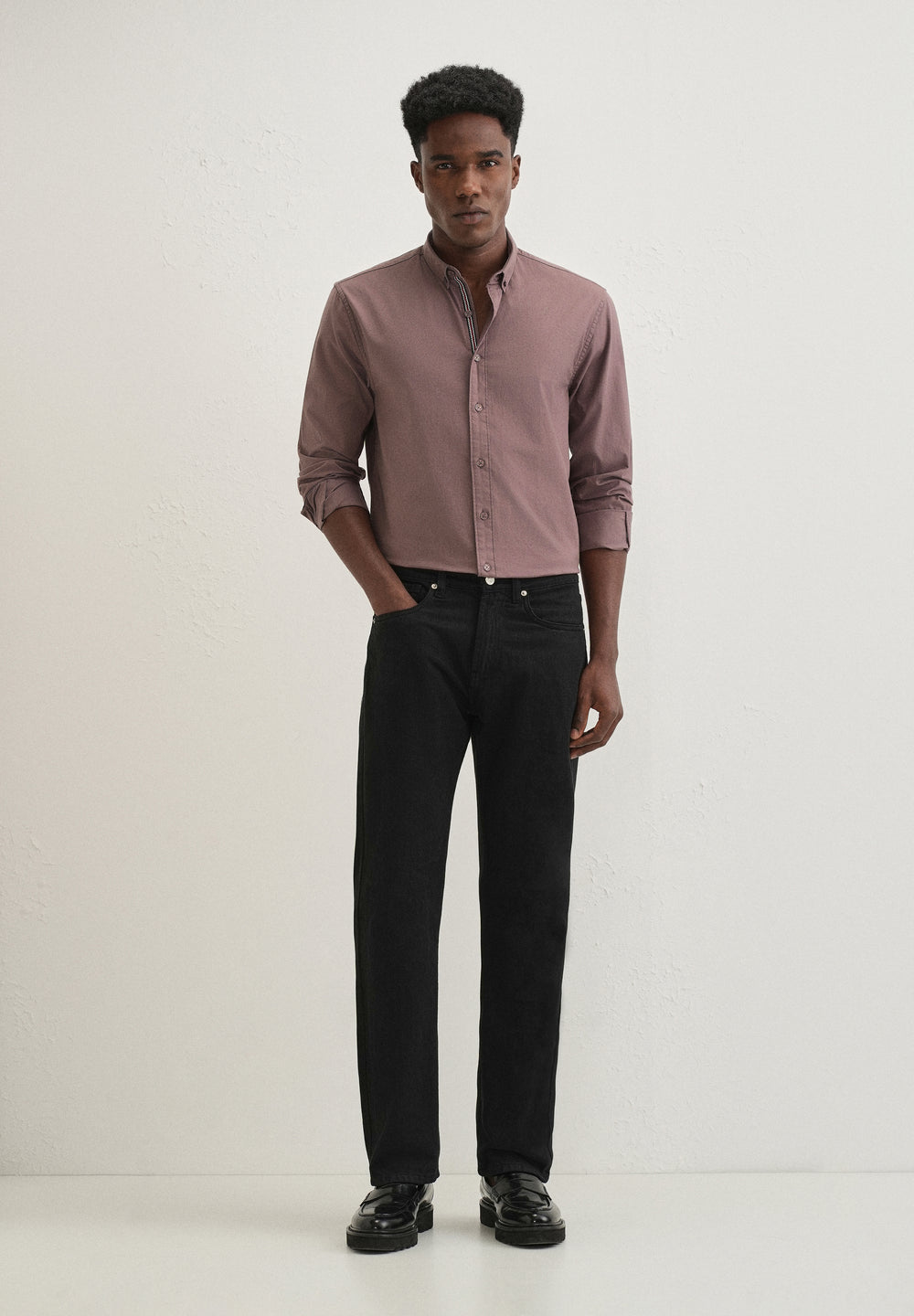 Mauve Contrast Placket Shirt