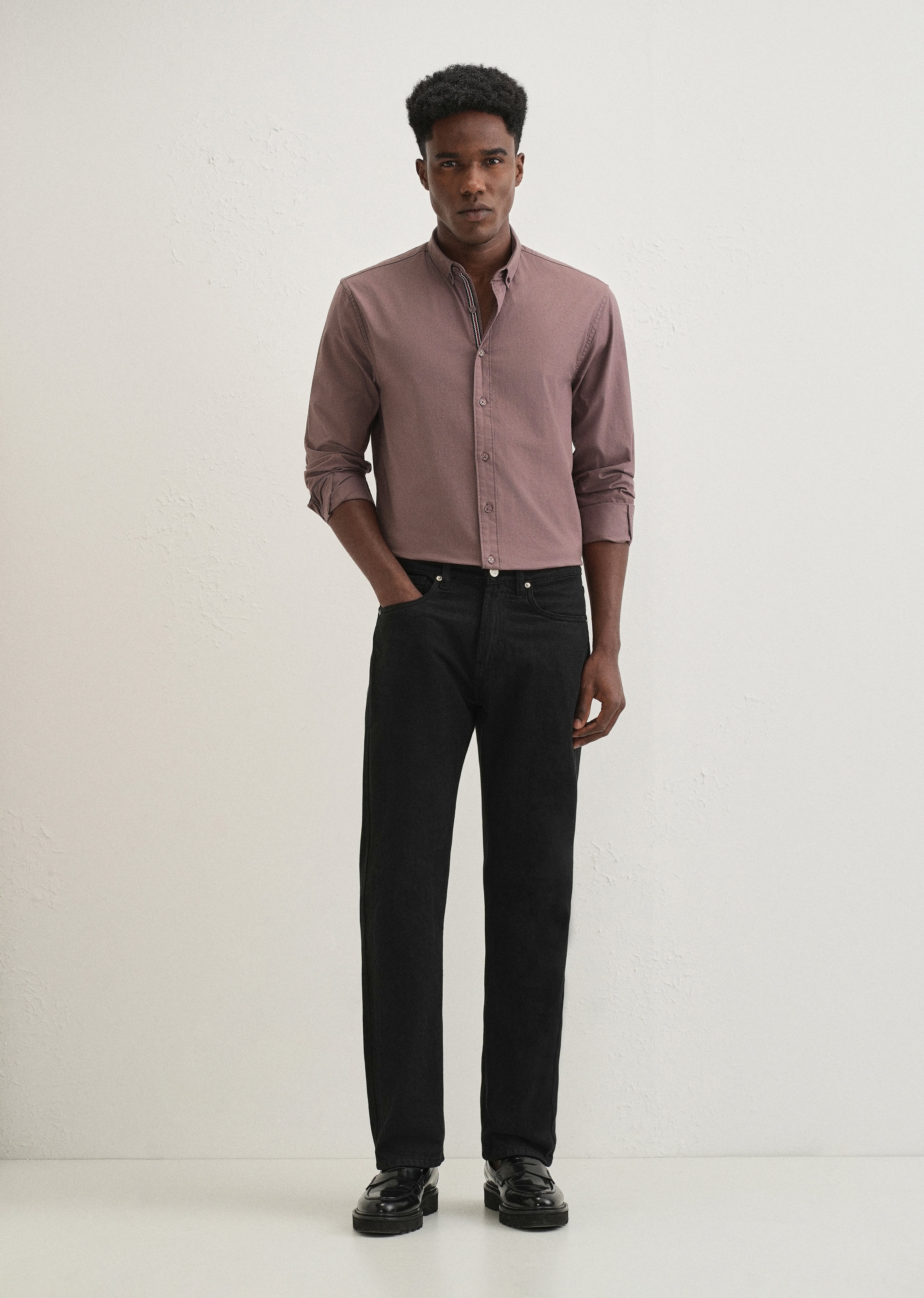 Mauve Contrast Placket Shirt
