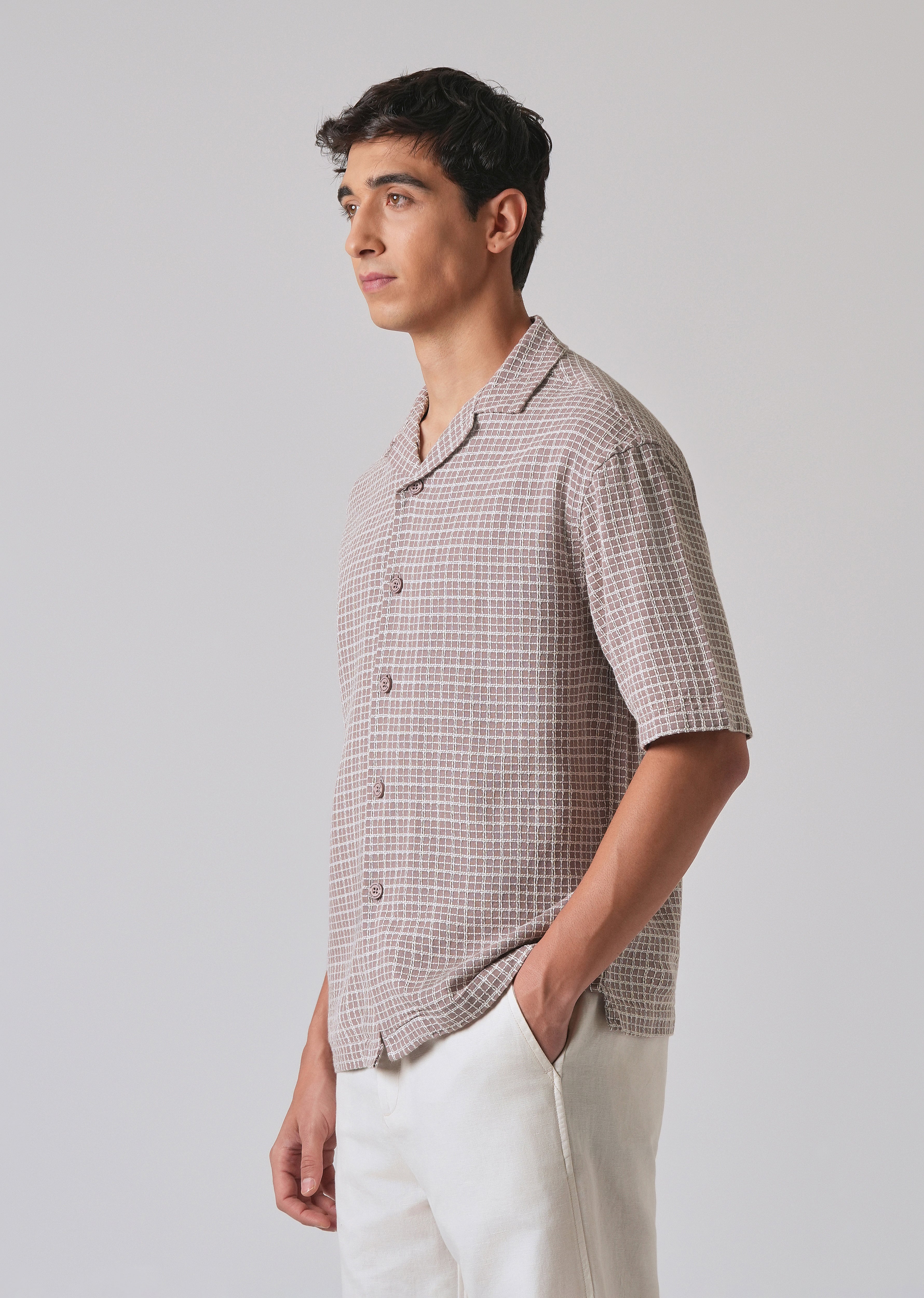 Mauve Cotton Chenille Check Shirt