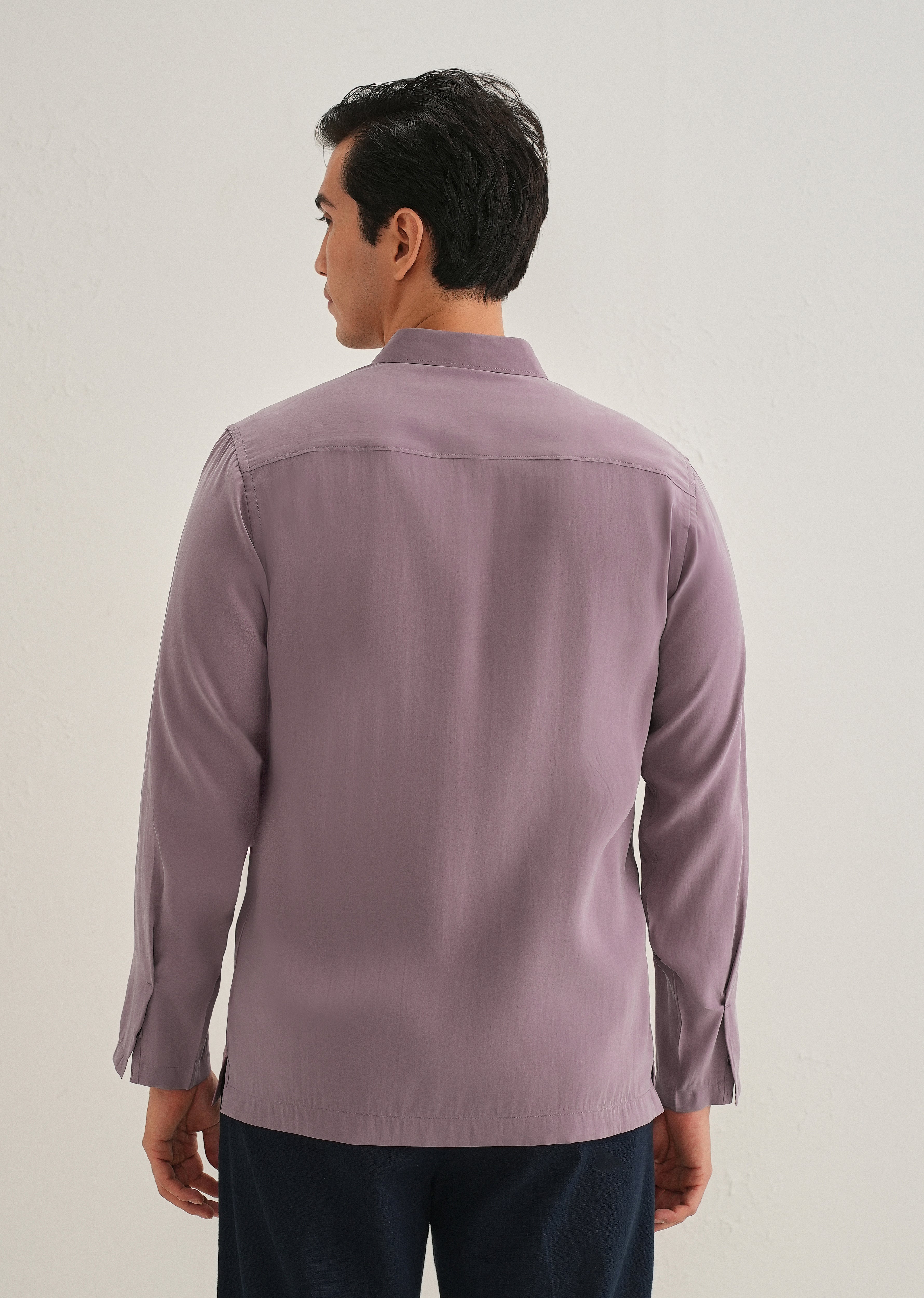 Mauve Loop Button-Down Plain Shirt