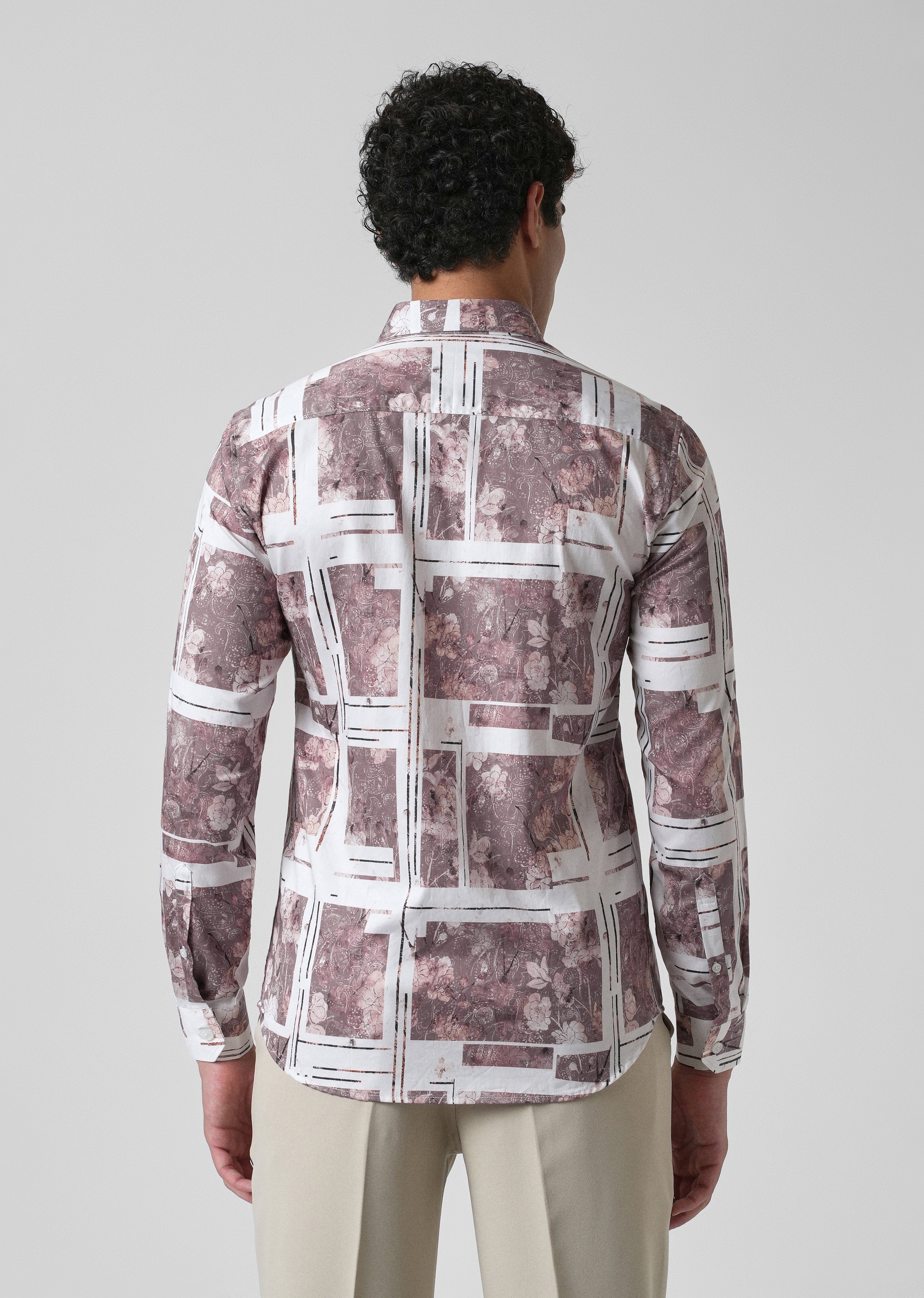 Mauve Printed Full-Sleeves Shirt