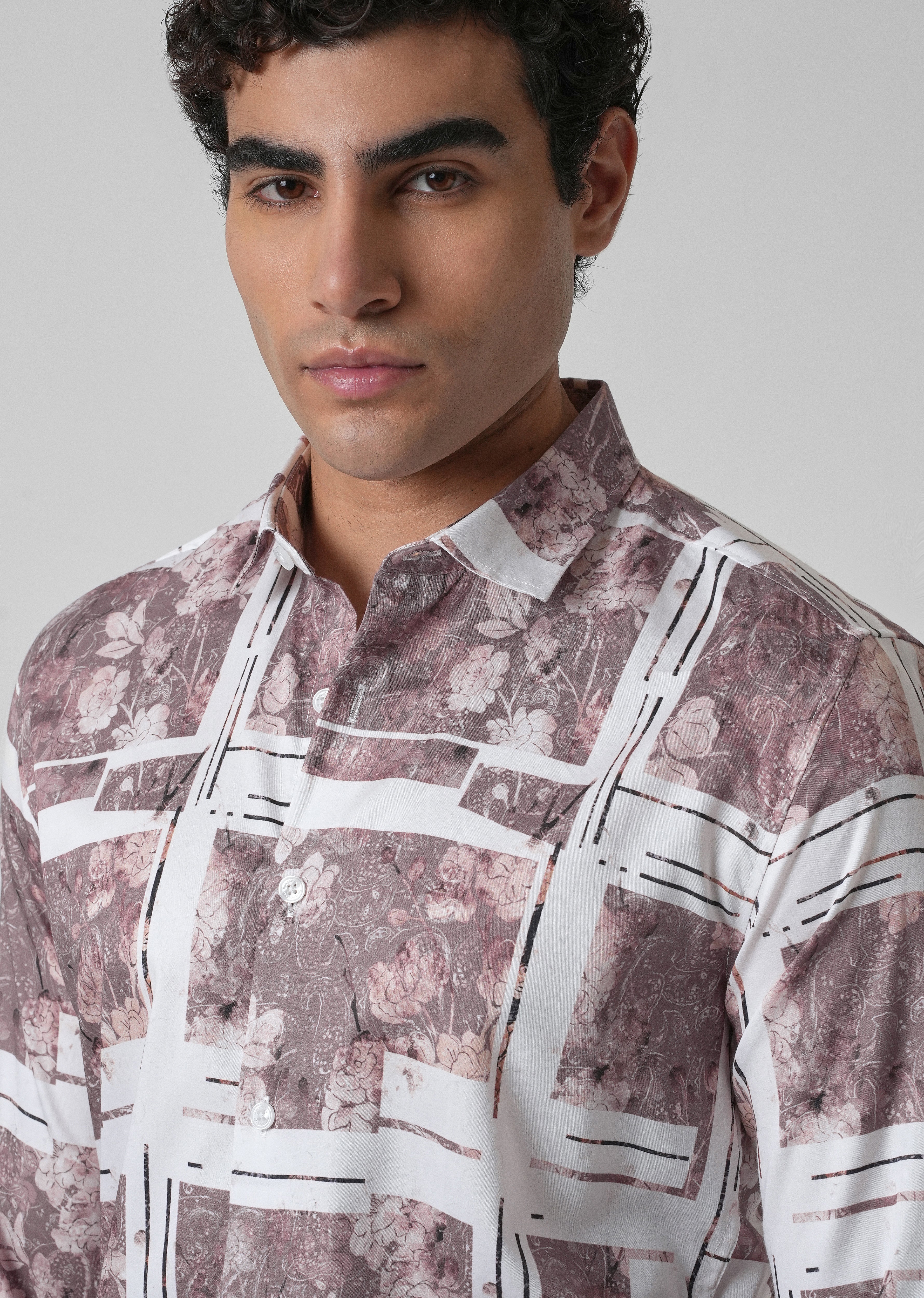 Mauve Printed Full-Sleeves Shirt