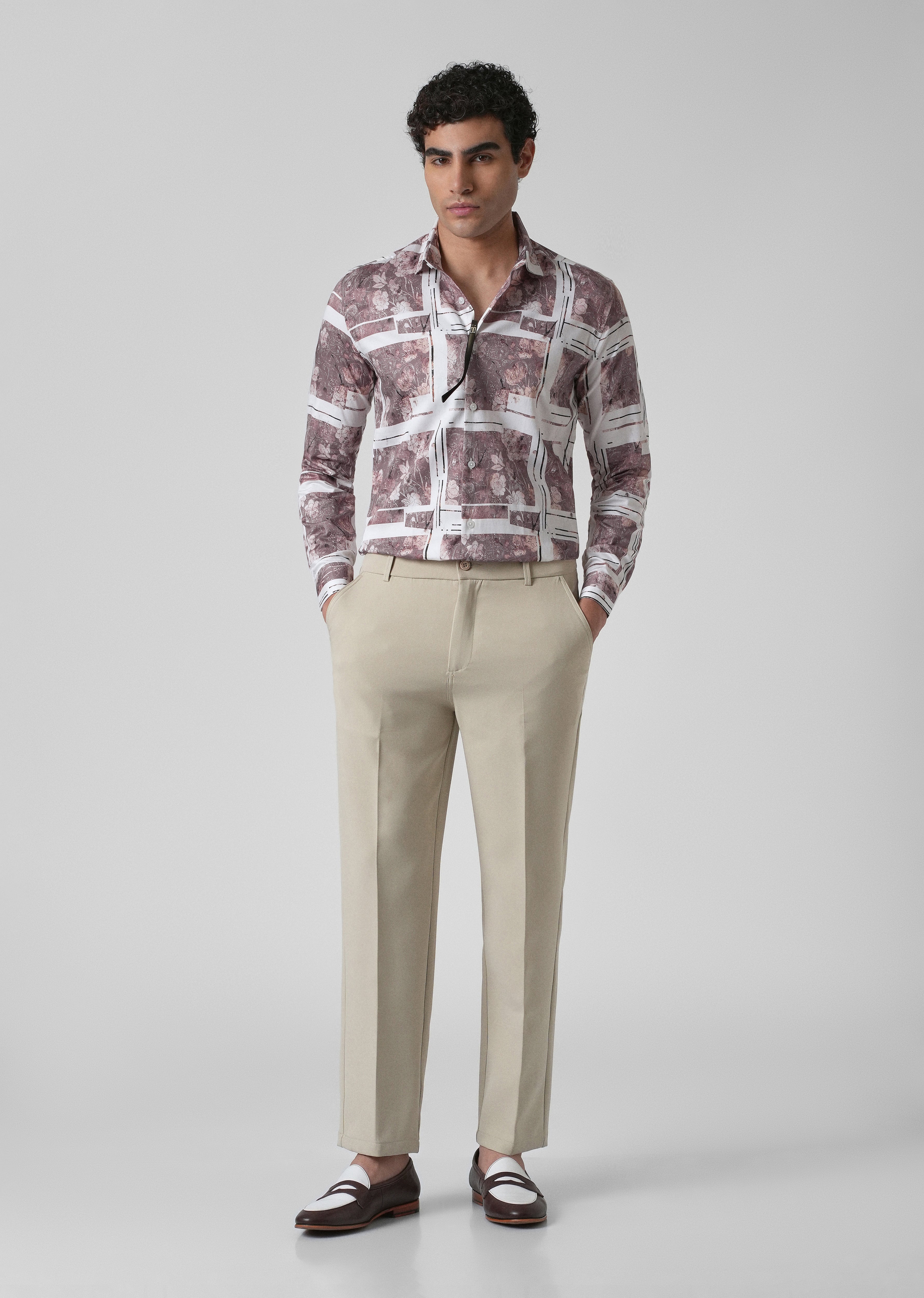 Mauve Printed Full-Sleeves Shirt