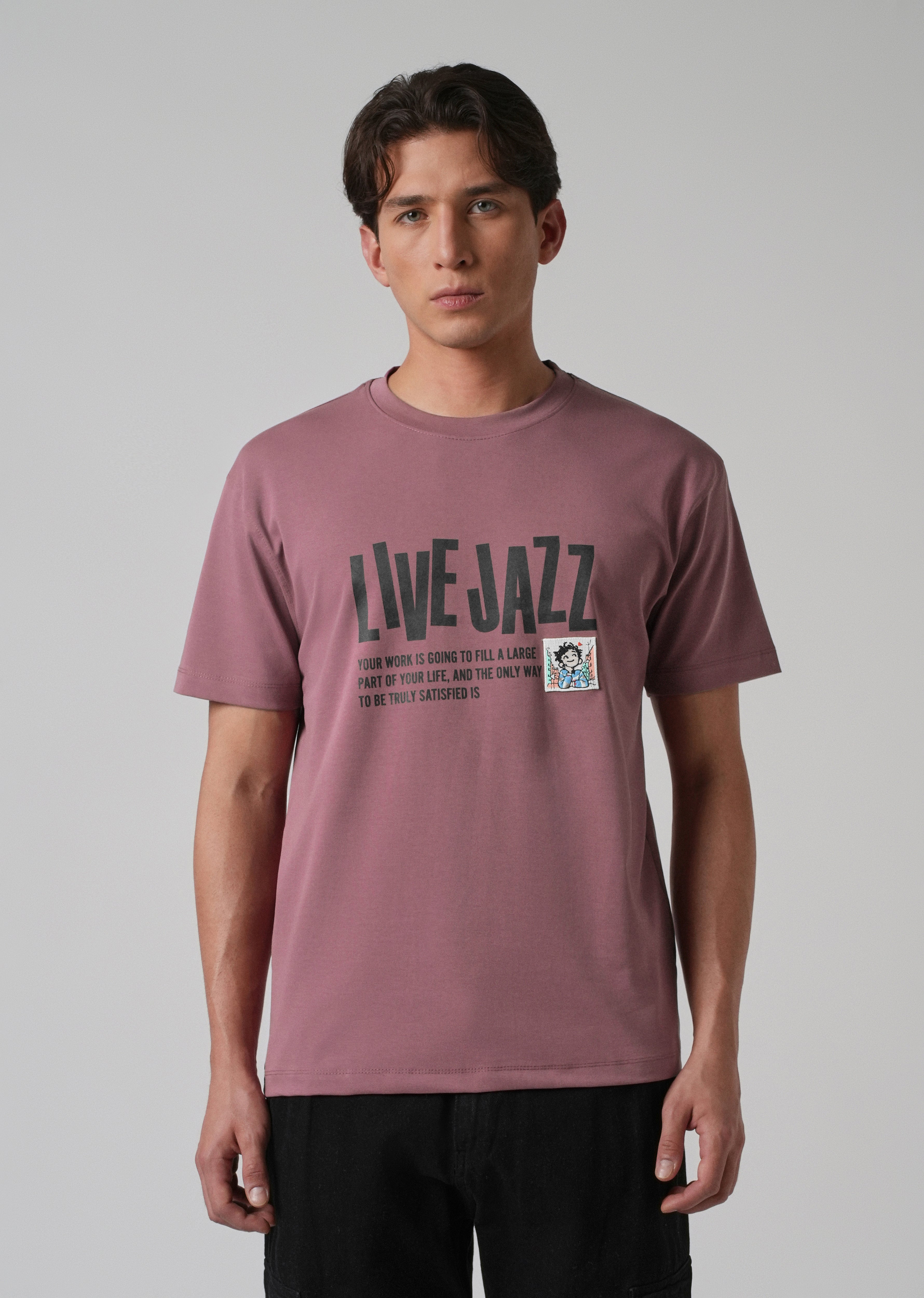 Mauve Printed Slim Fit T-shirt