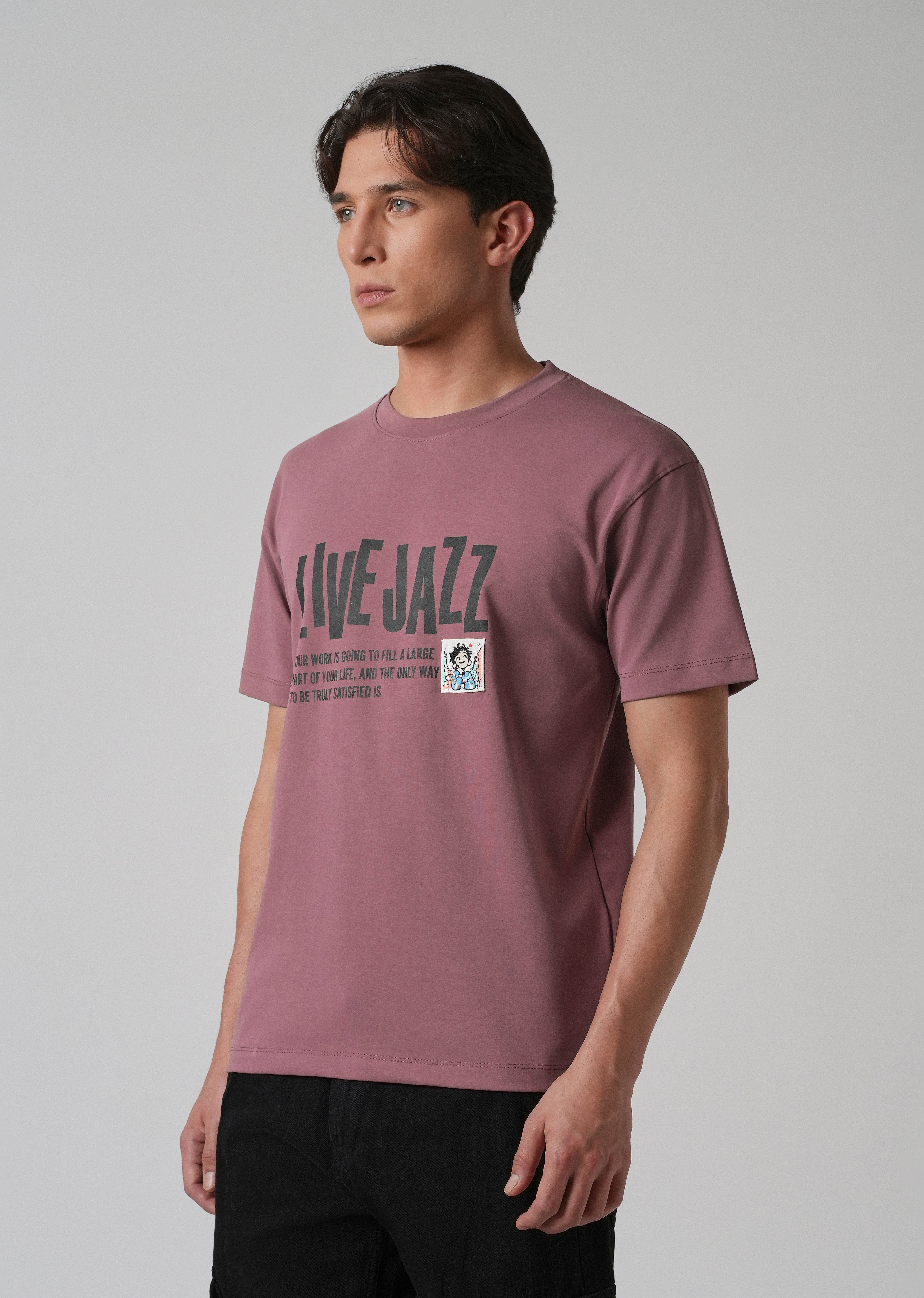 Mauve Printed Slim Fit T-shirt