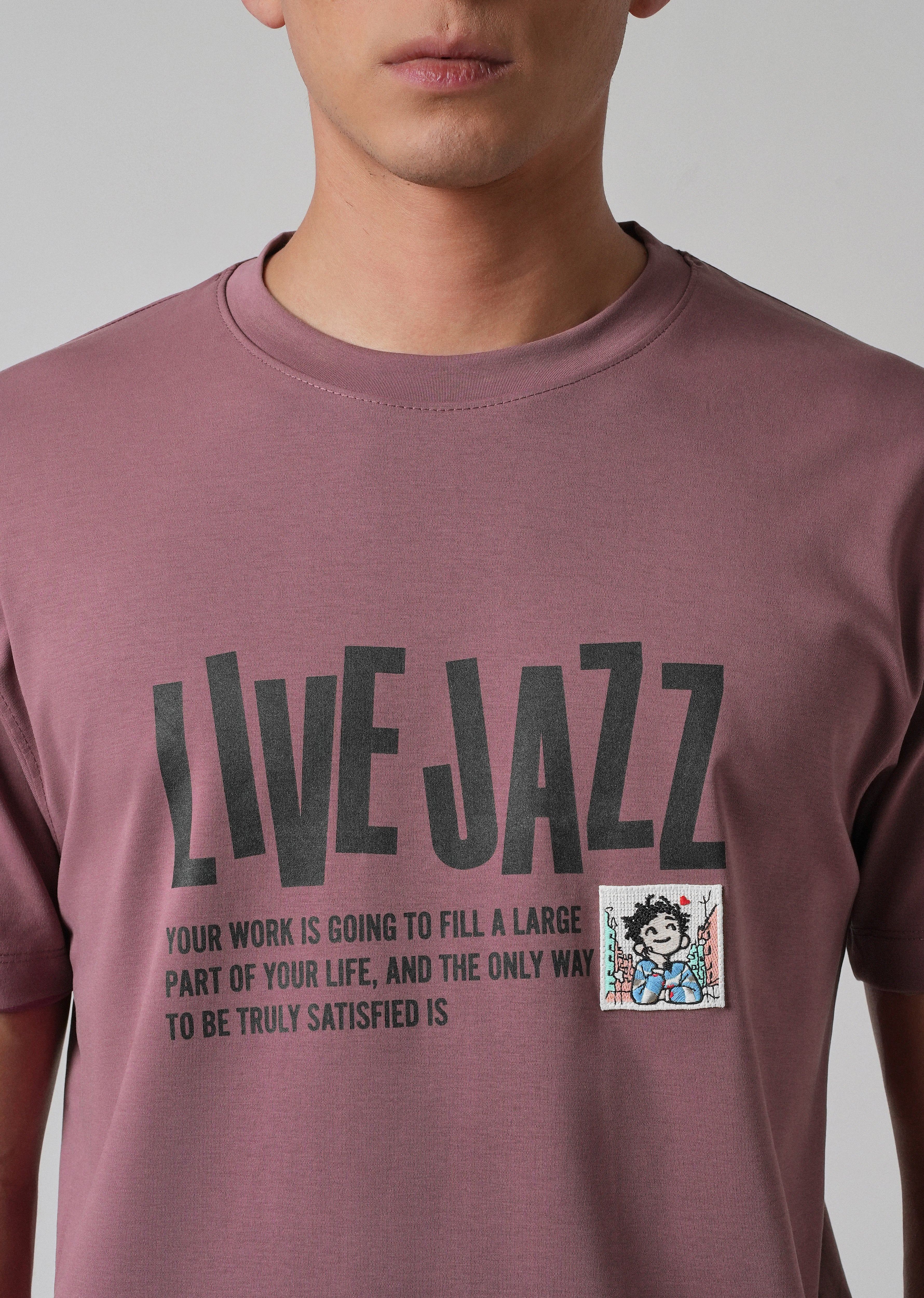 Mauve Printed Slim Fit T-shirt