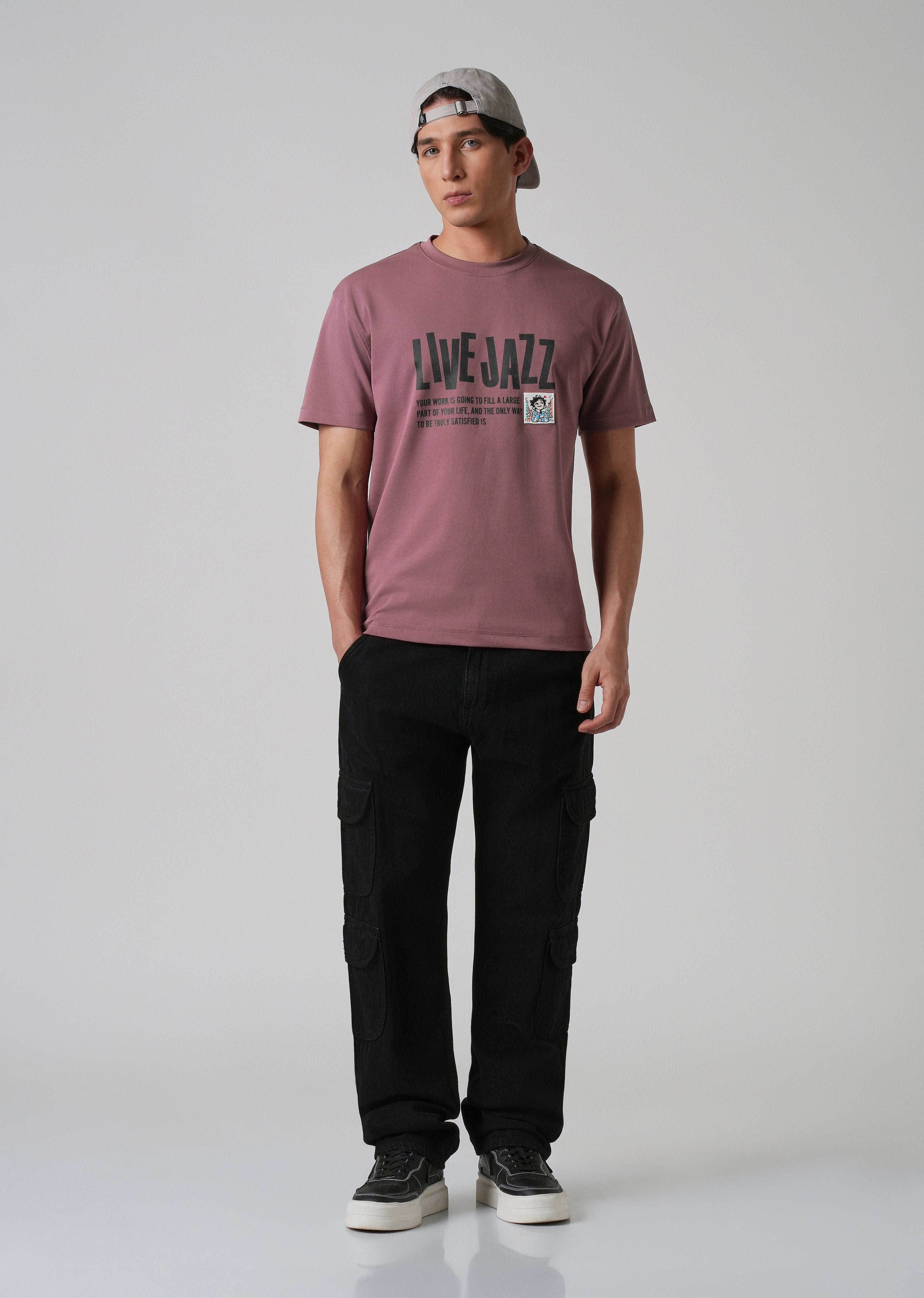 Mauve Printed Slim Fit T-shirt