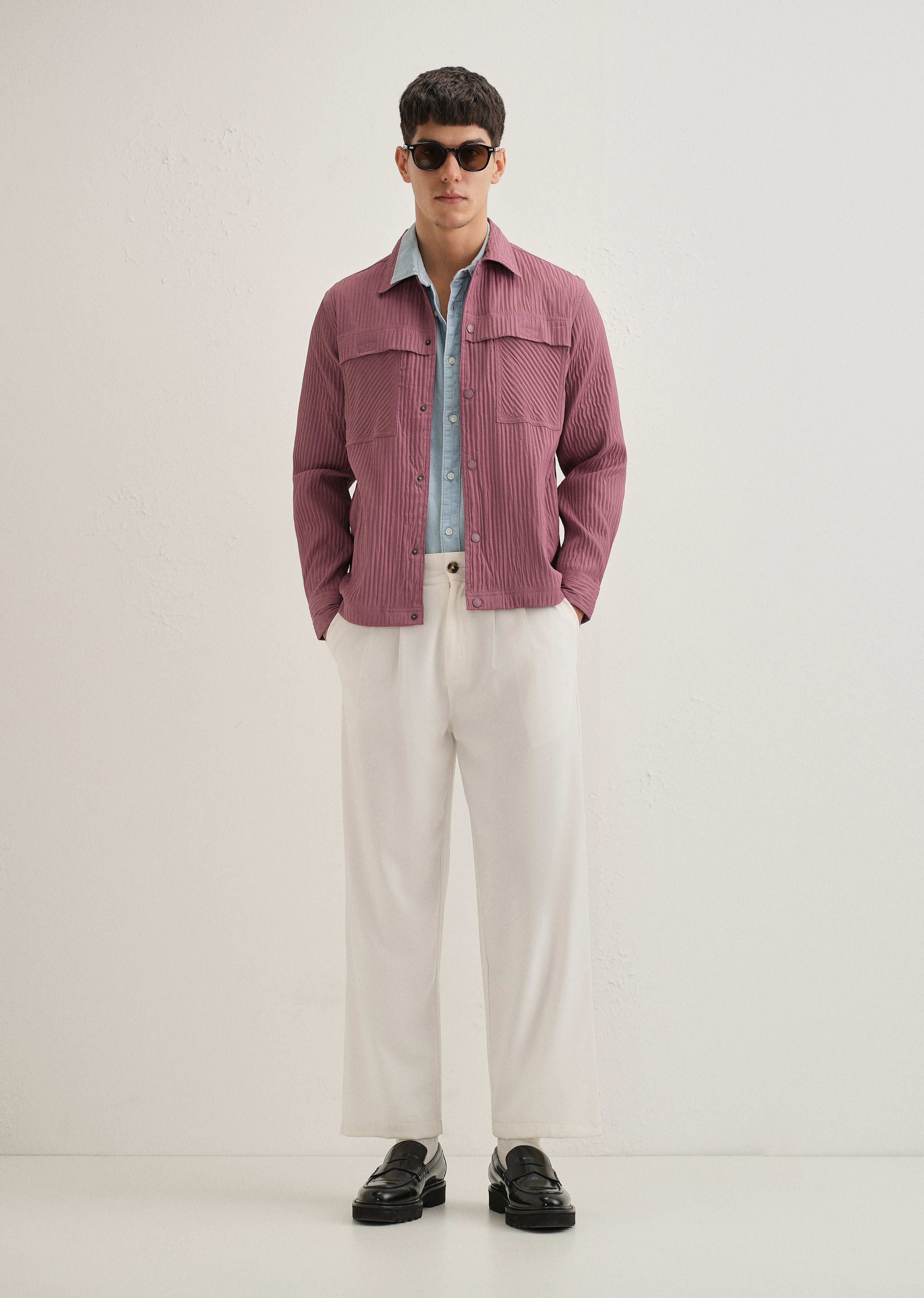 Mauve Textured Utility Shacket