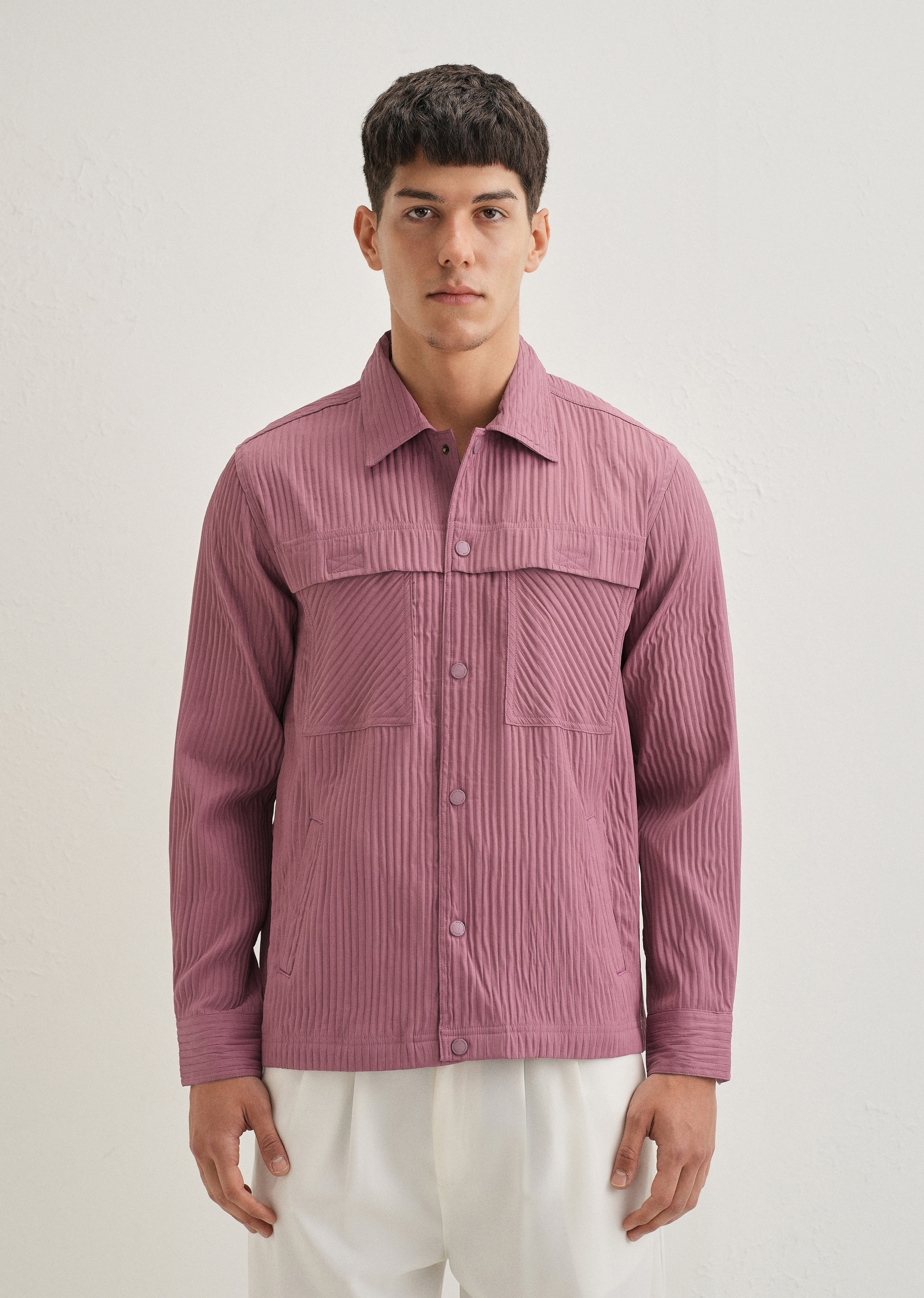 Mauve Textured Utility Shacket