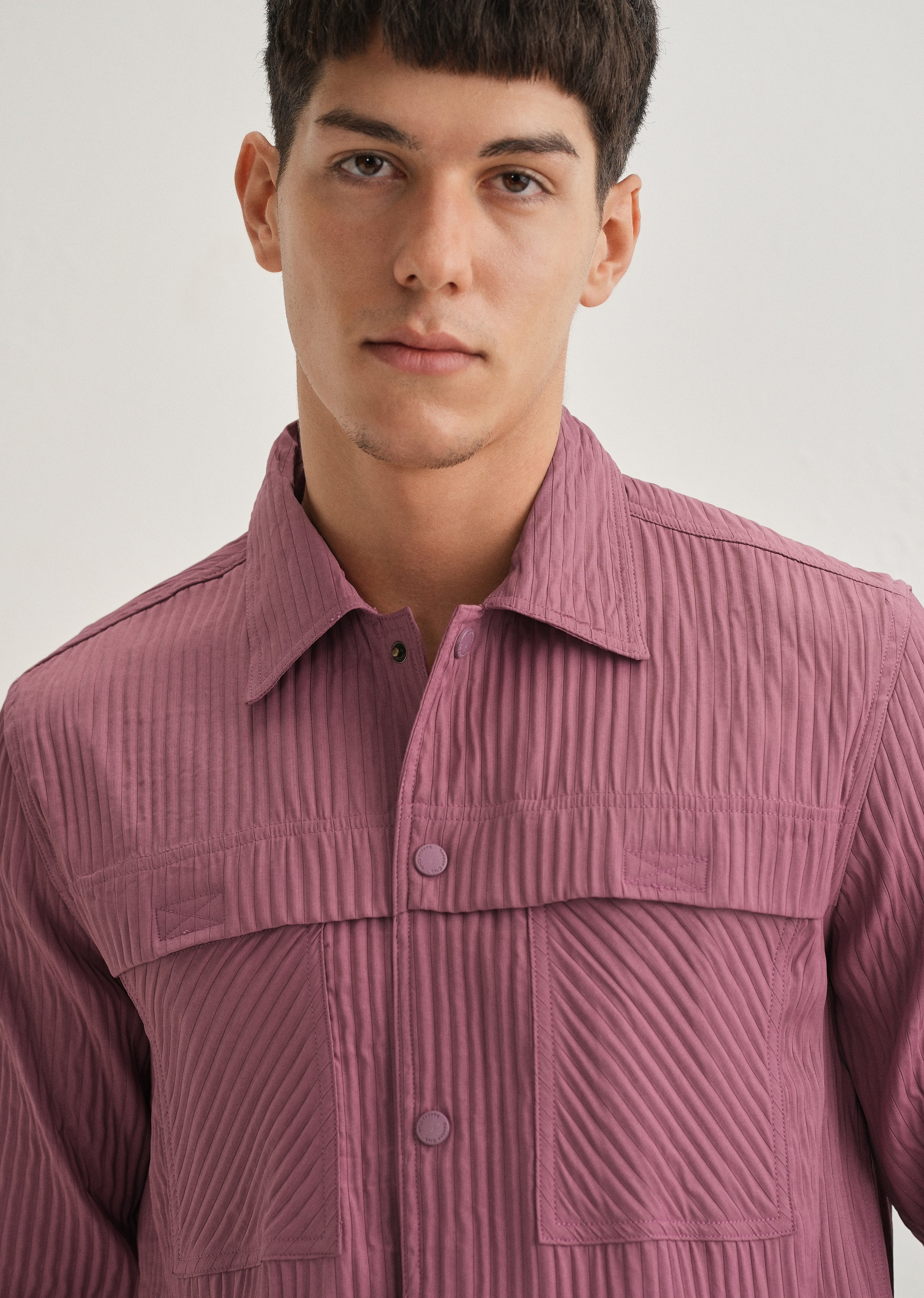 Mauve Textured Utility Shacket