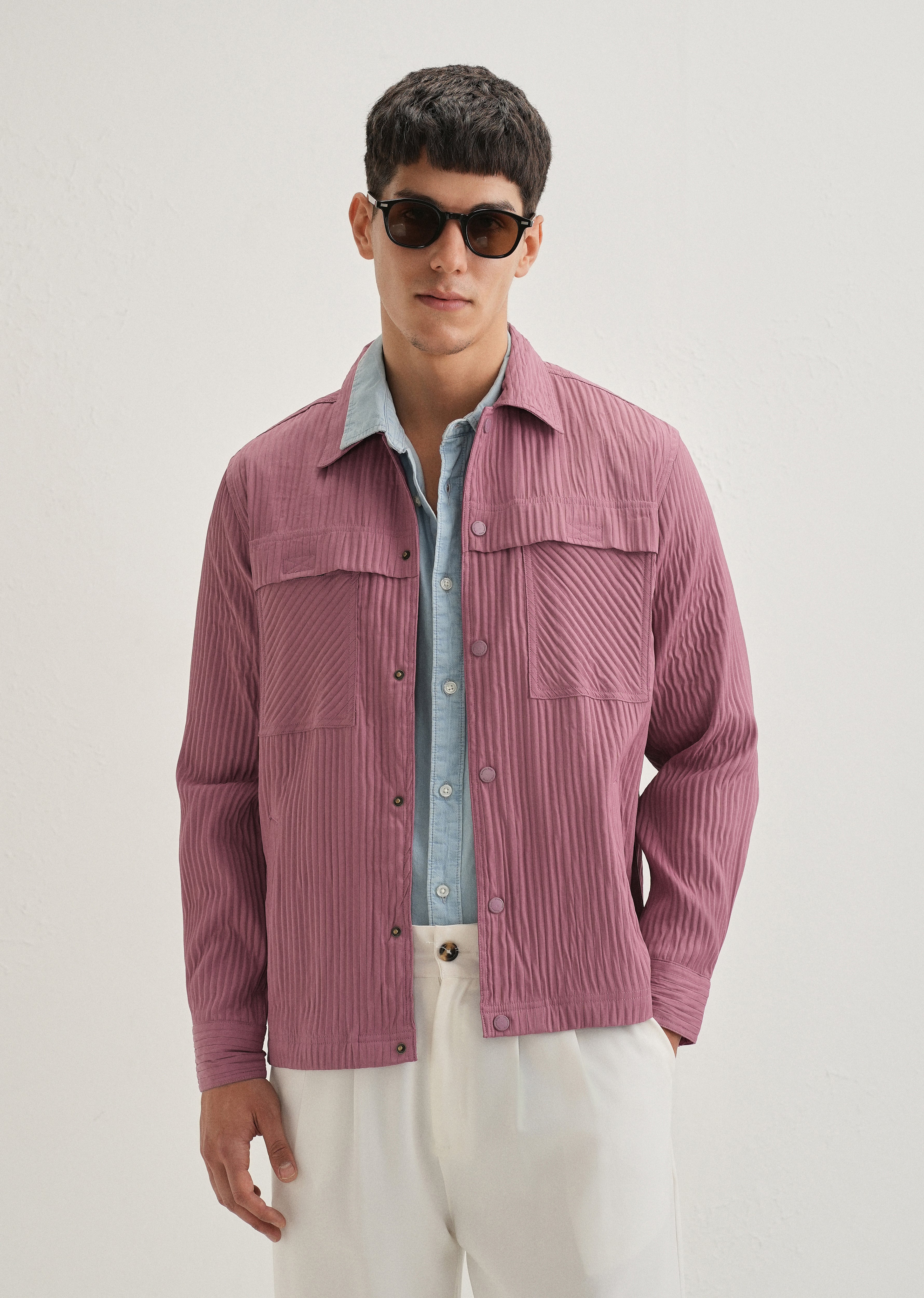 Mauve Textured Utility Shacket