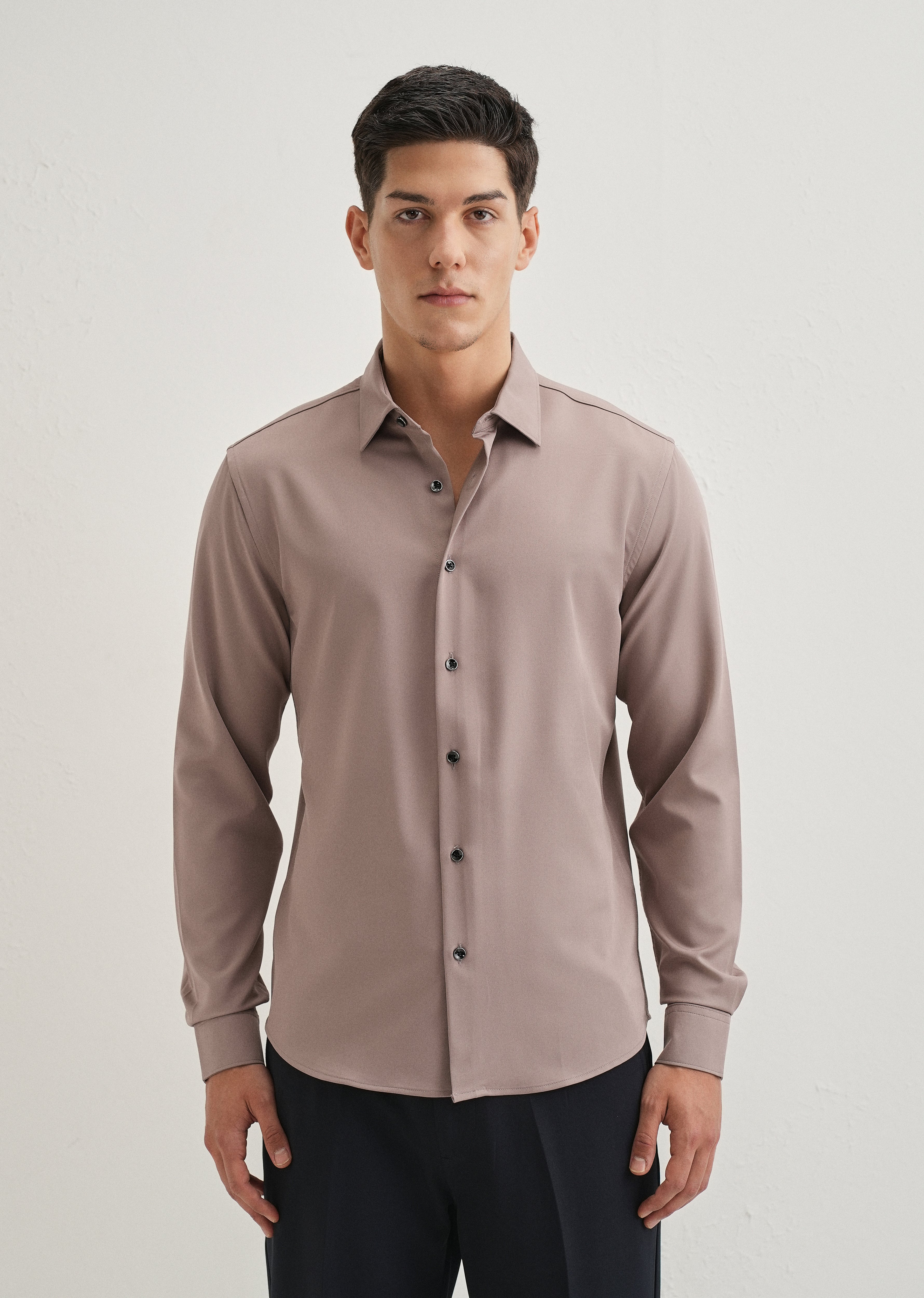 Mauve Wrinkle Free Plain Shirt