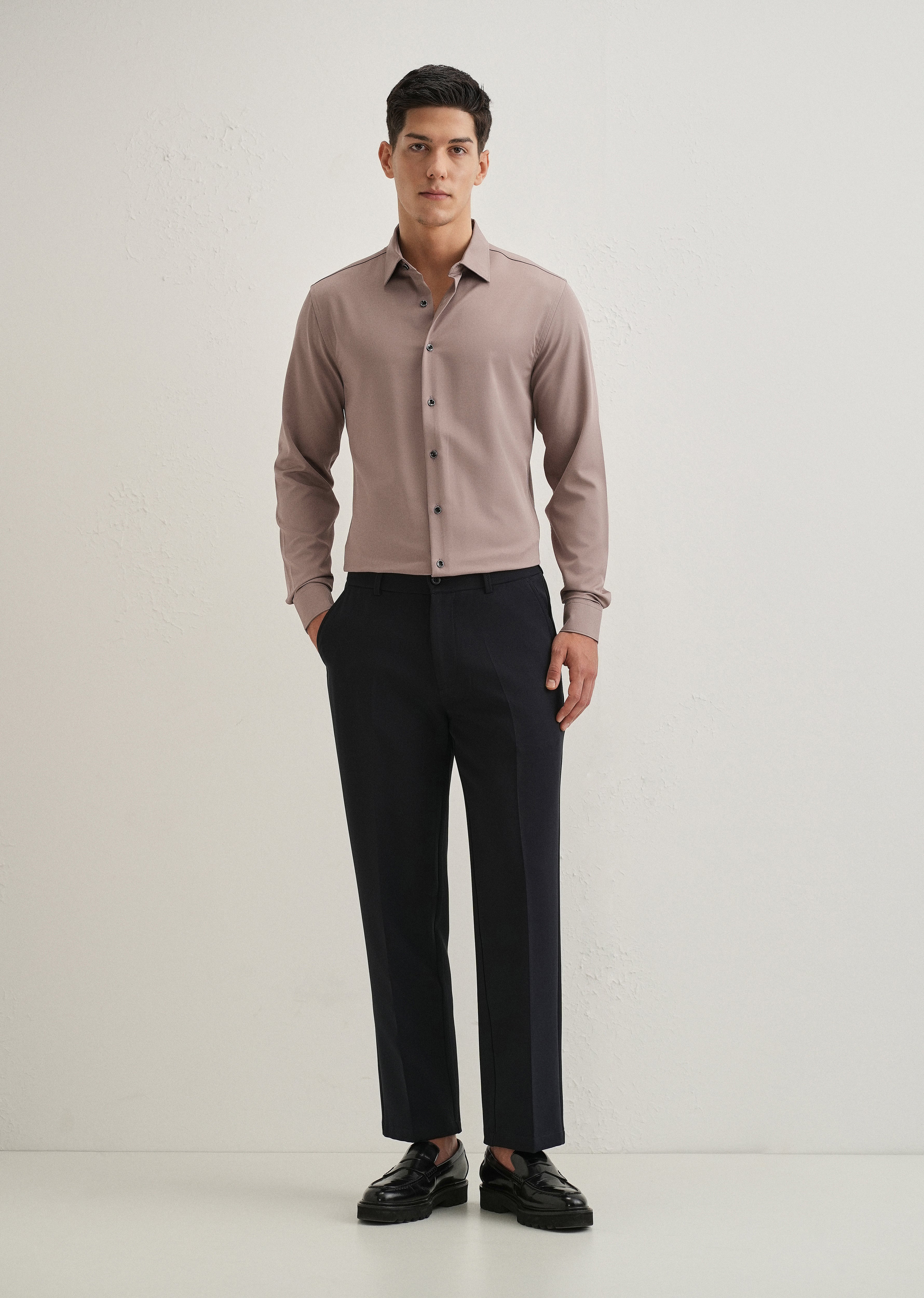 Mauve Wrinkle Free Plain Shirt