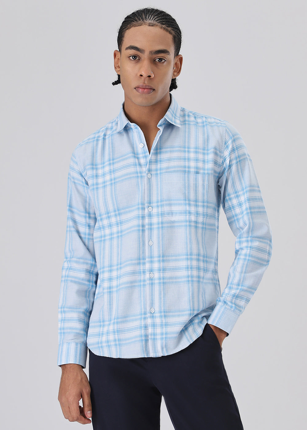 Melange Air Blue Check Shirt