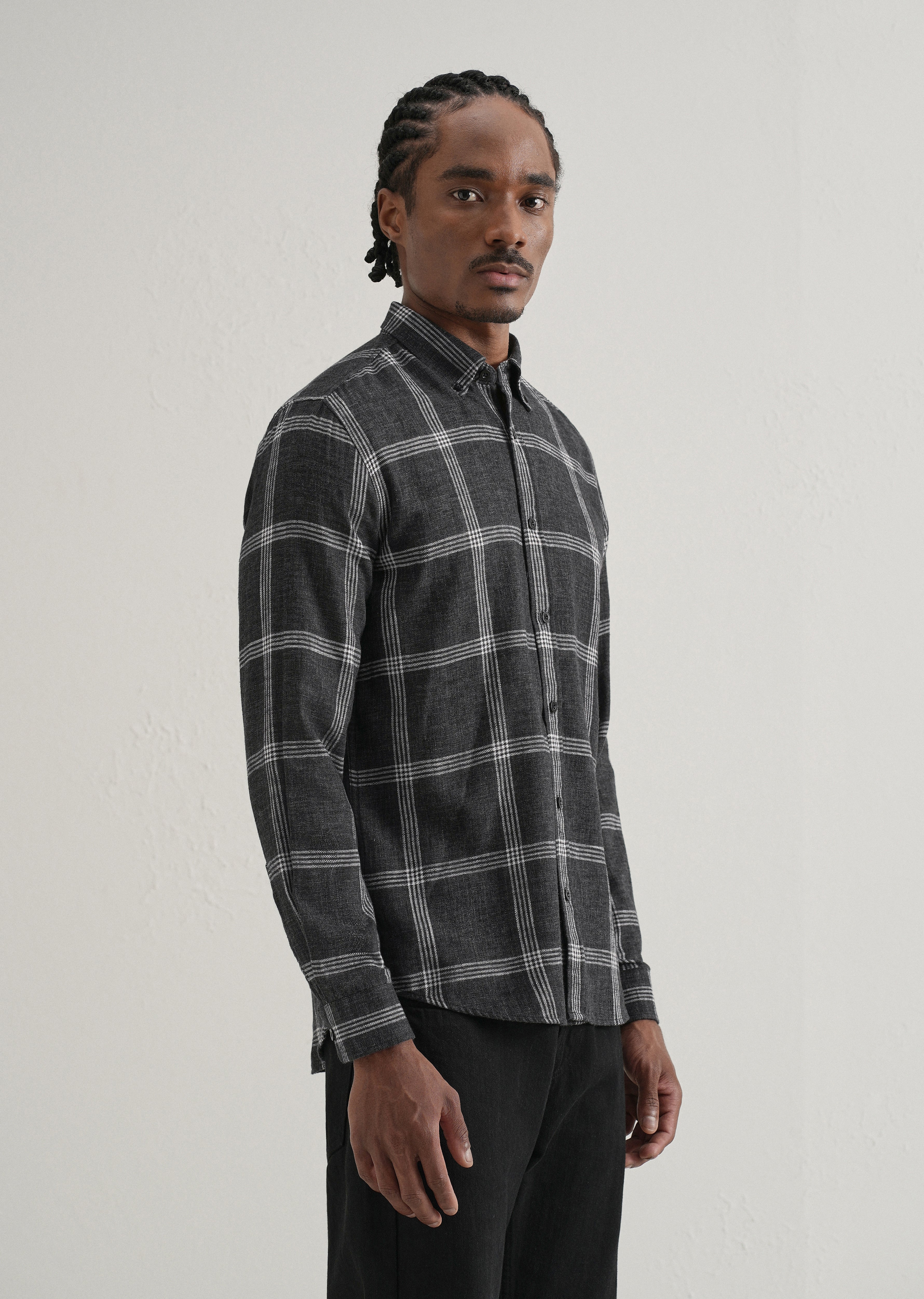 Melange Black Boxed Check Shirt