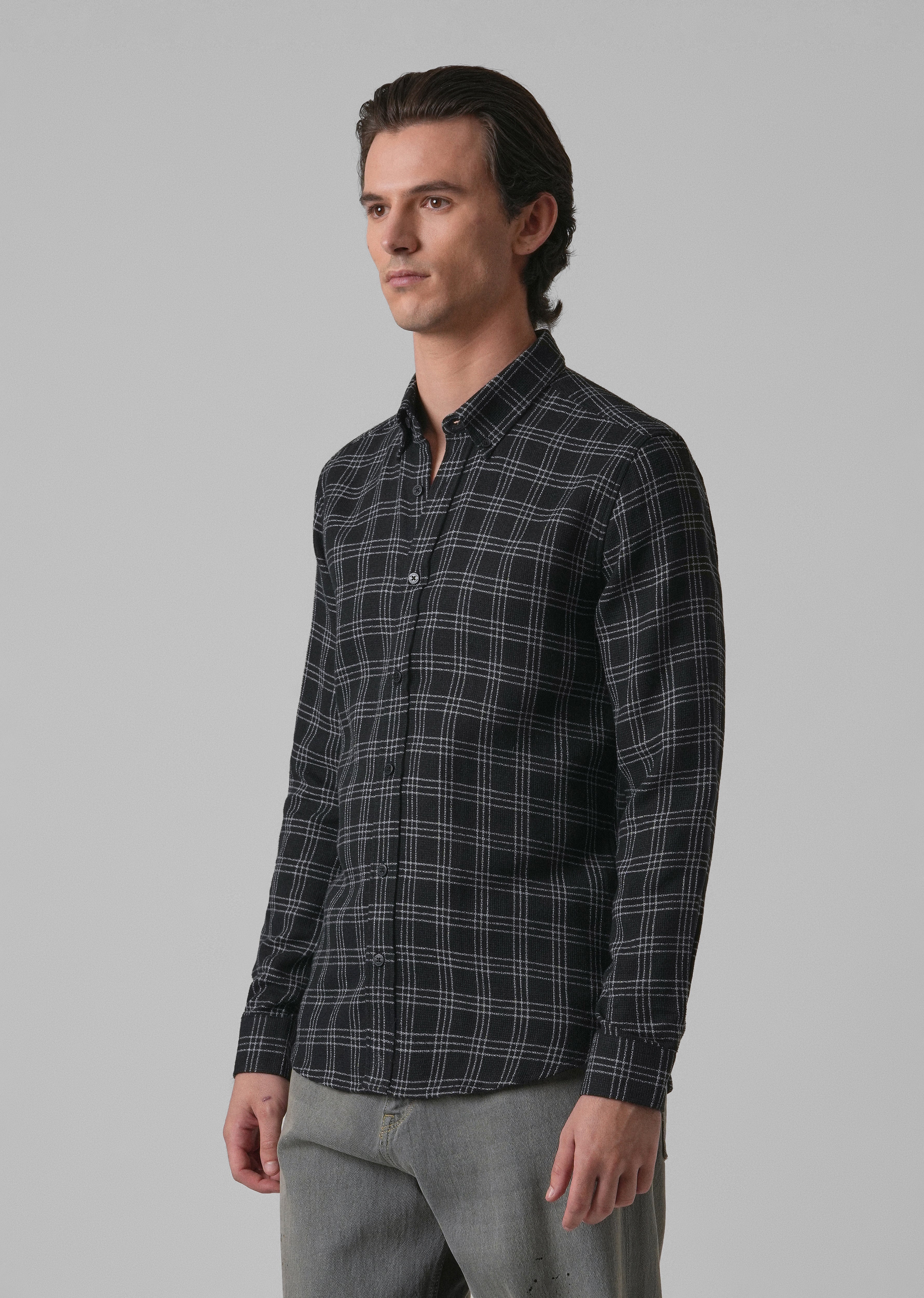 Melange Black Cannon Check Shirt