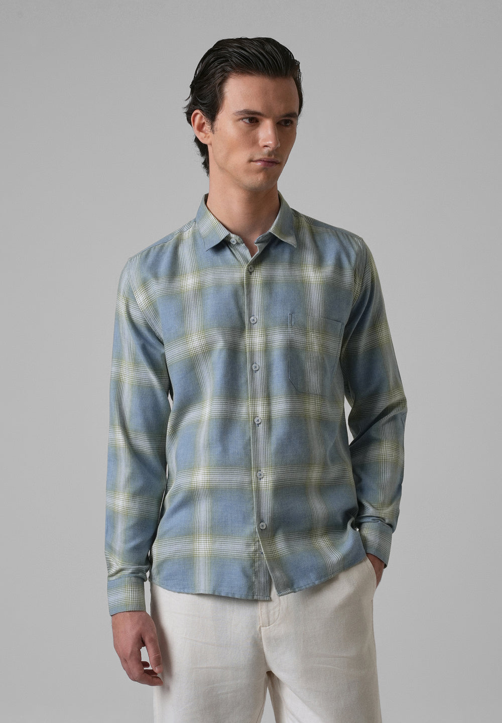 Melange Blue Bonnet Check Shirt