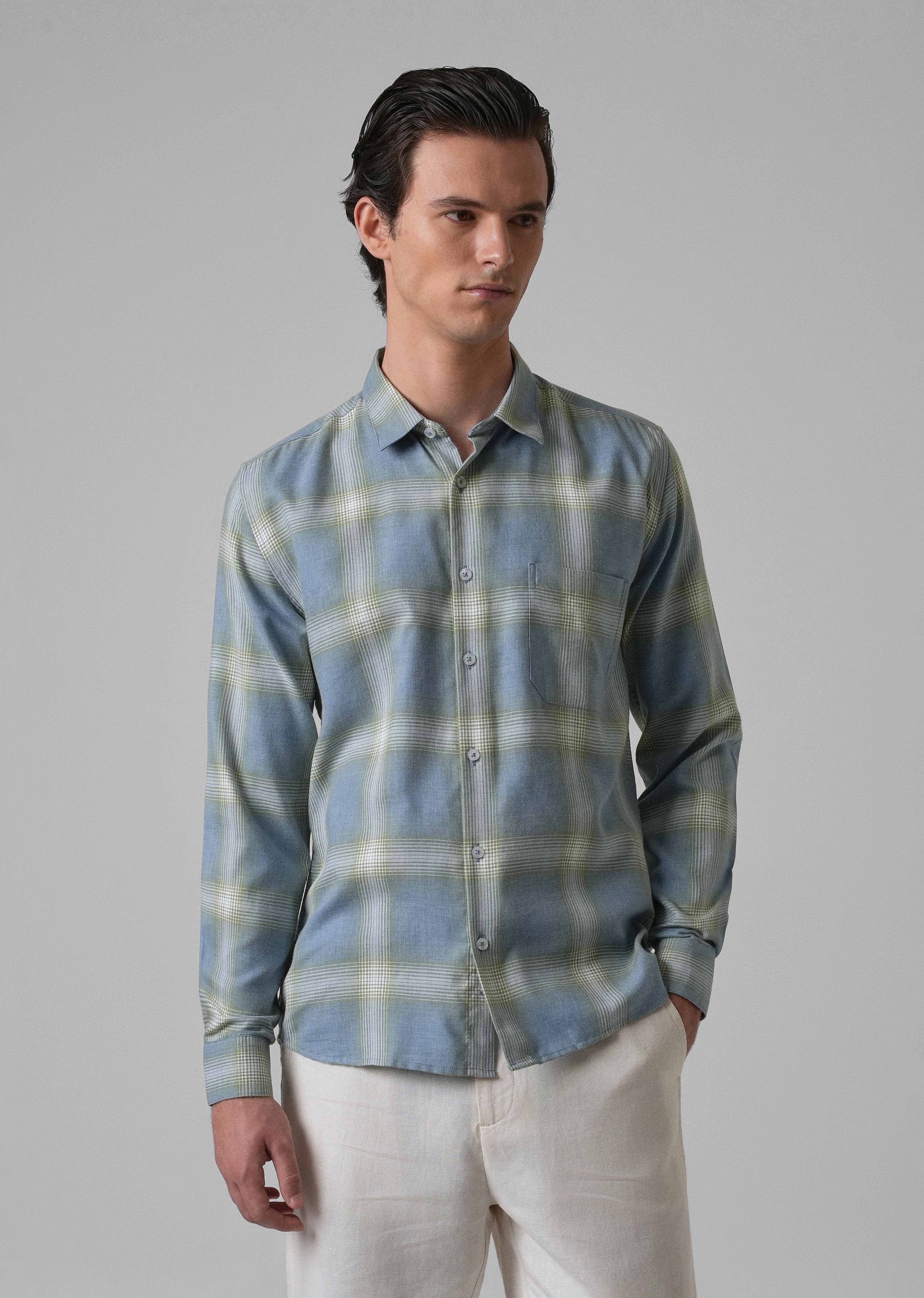 Melange Blue Bonnet Check Shirt