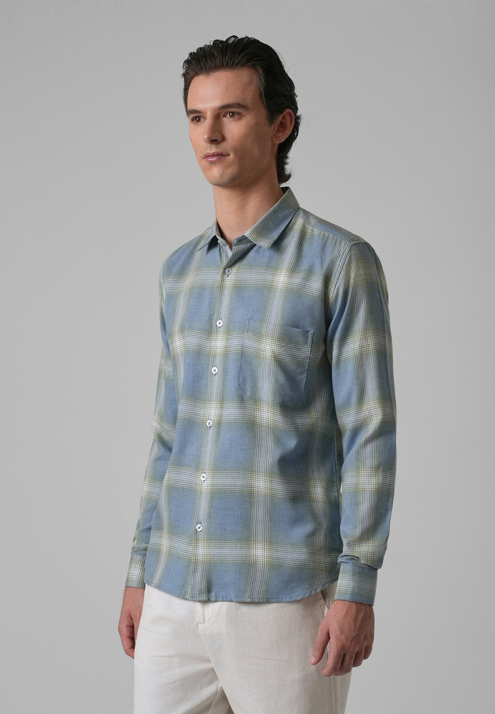 Melange Blue Bonnet Check Shirt