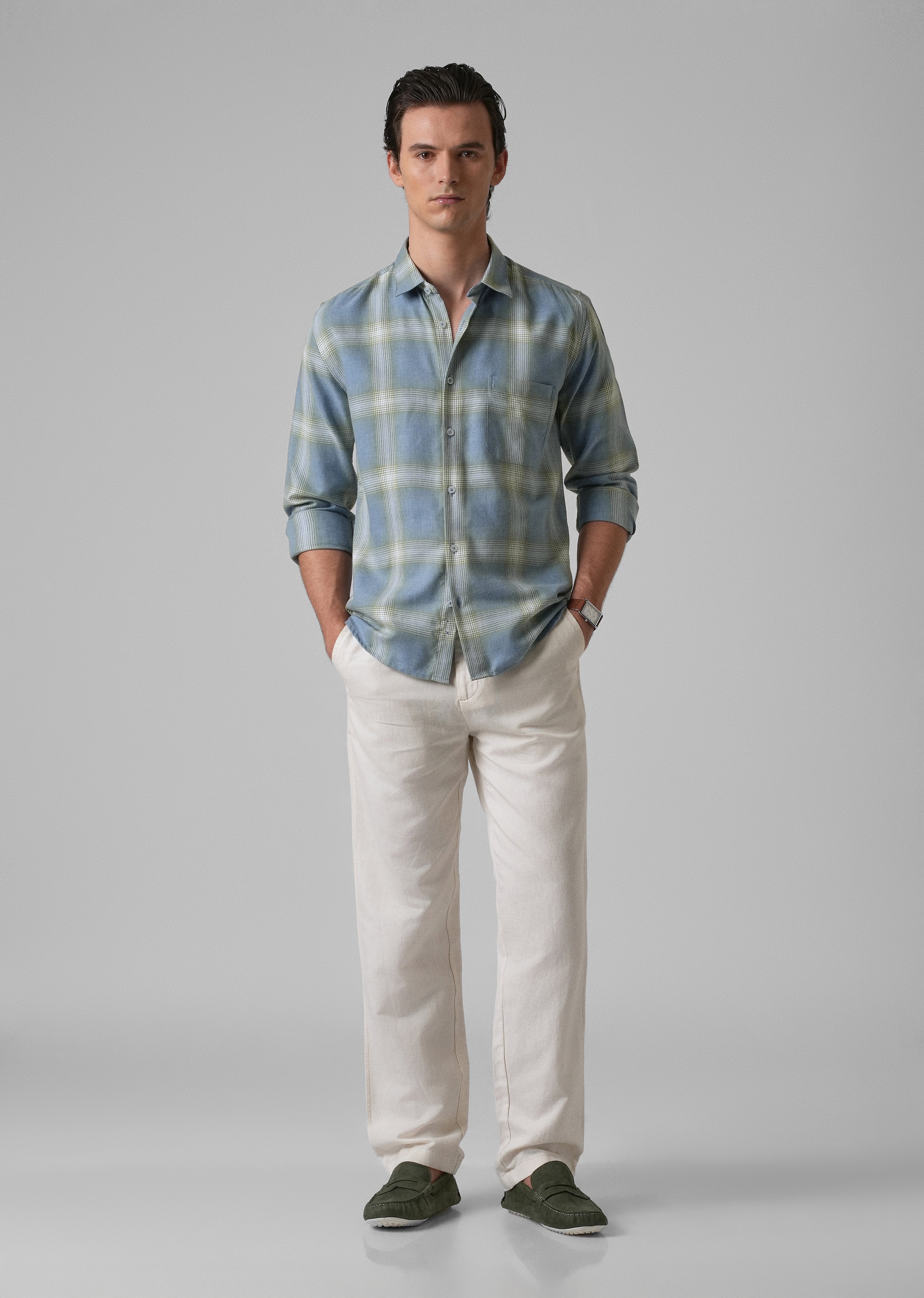 Melange Blue Bonnet Check Shirt