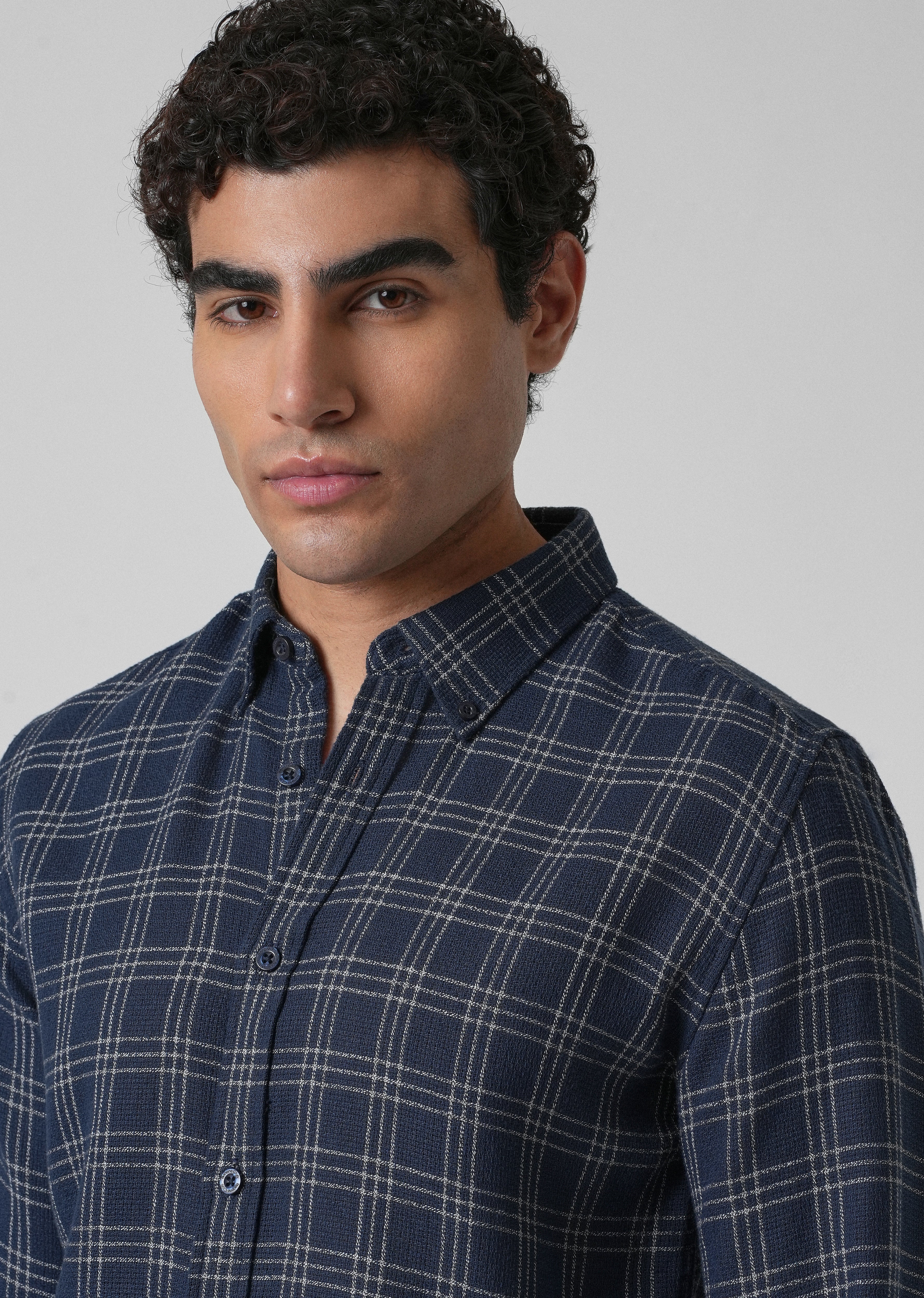 Melange Blue Cannon Check Shirt