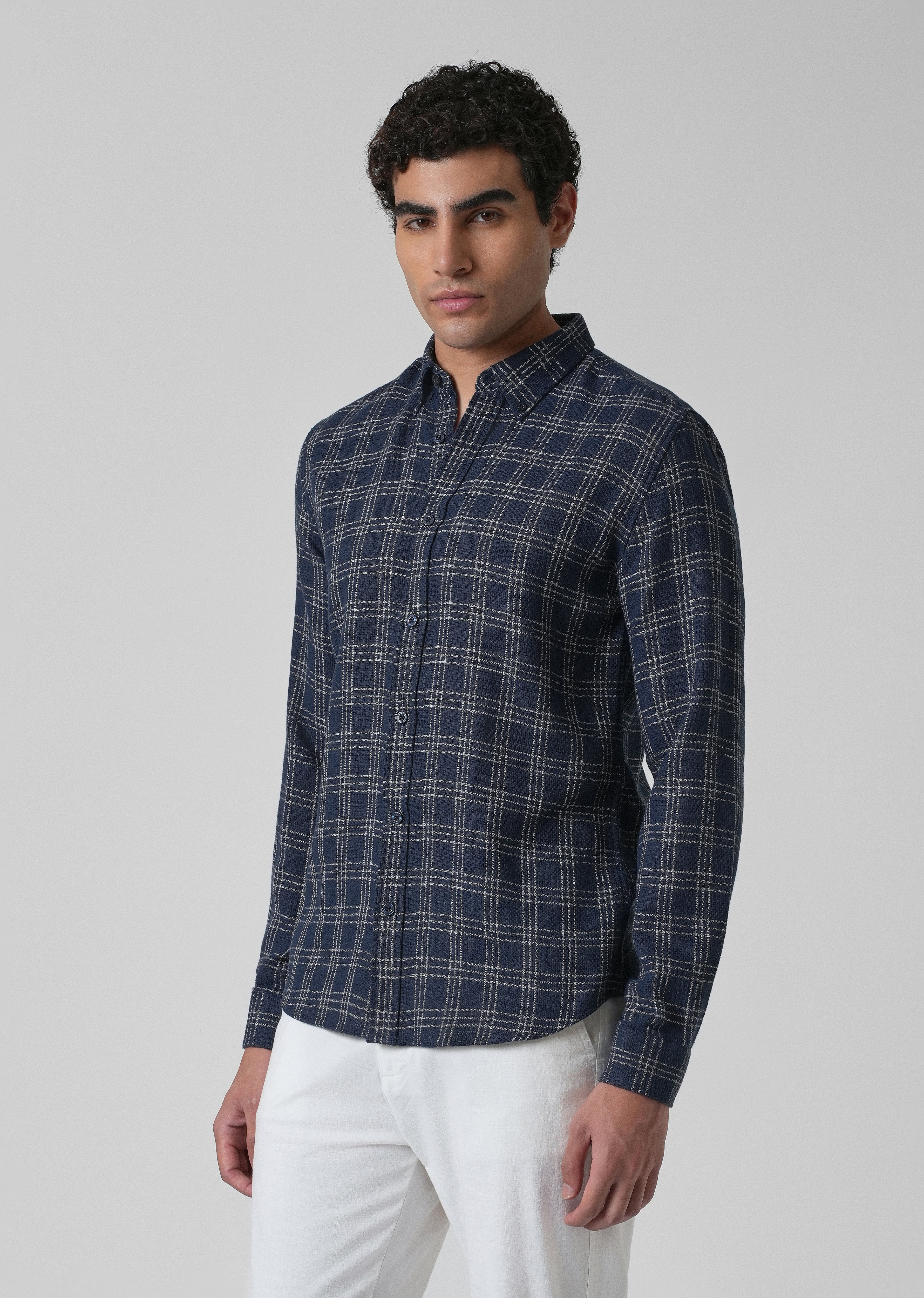 Melange Blue Cannon Check Shirt