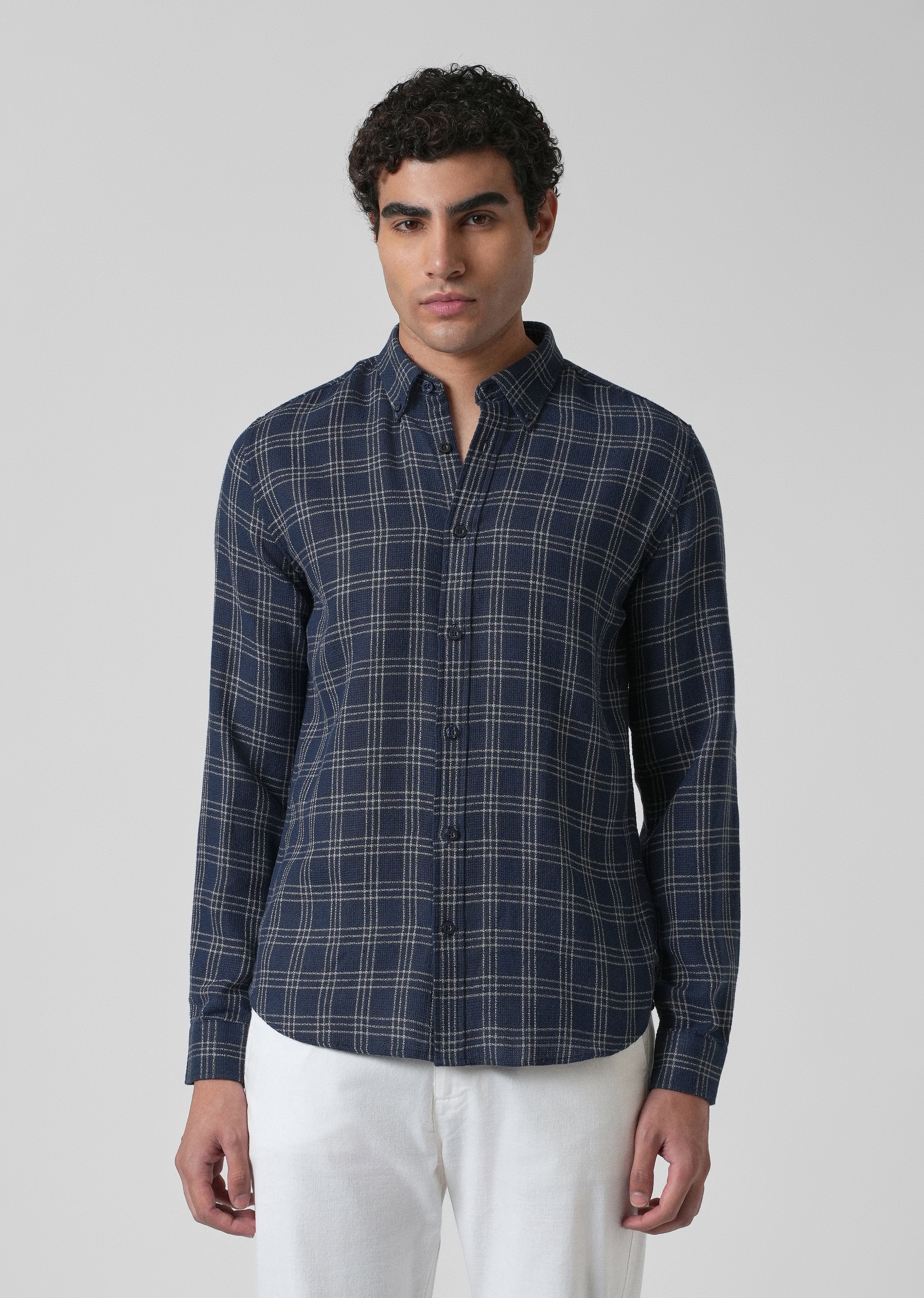 Melange Blue Cannon Check Shirt