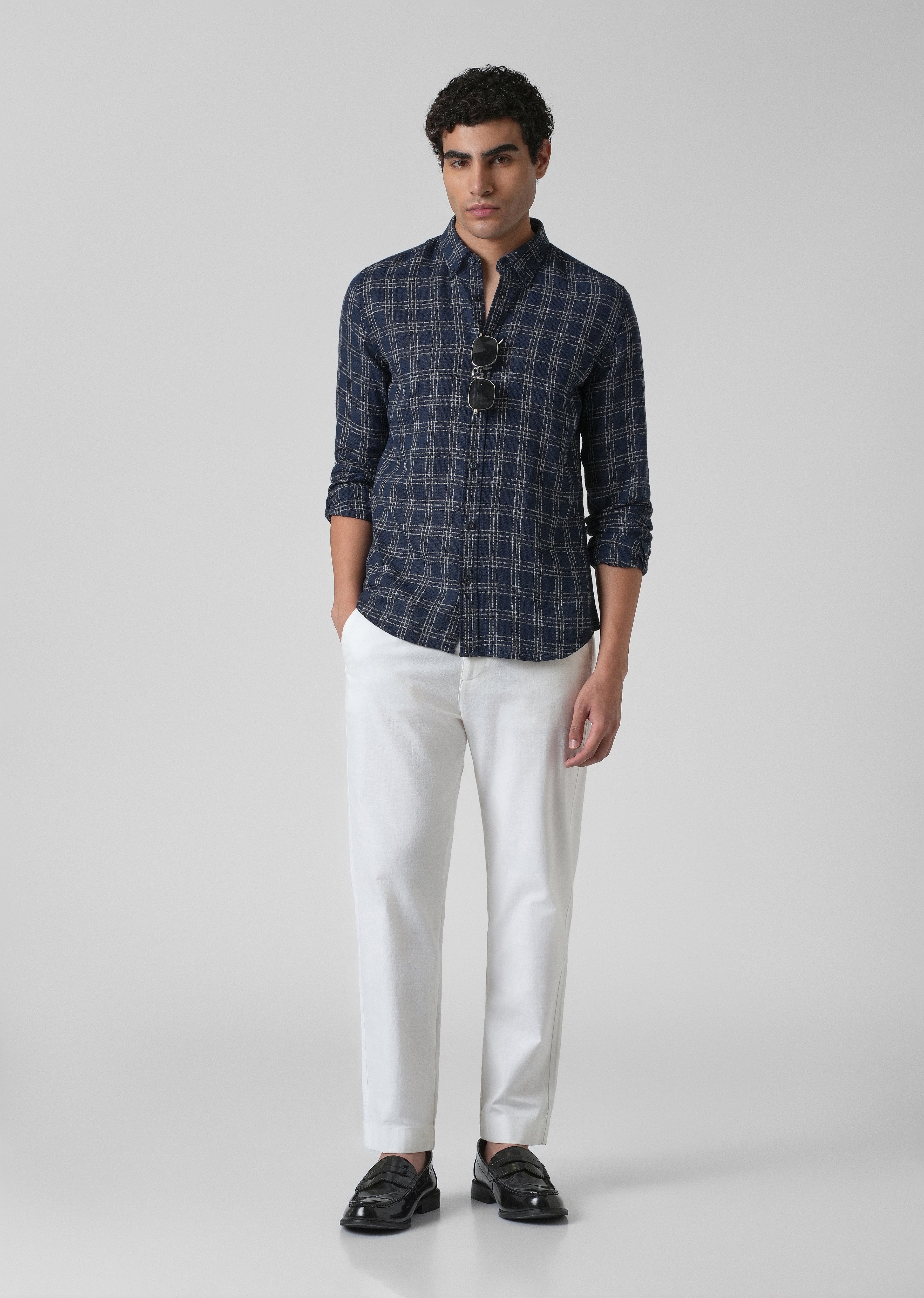 Melange Blue Cannon Check Shirt
