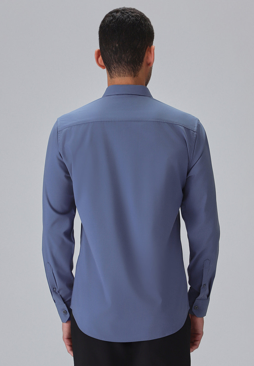 Melange Blue Plain Wrinkle Free Shirt