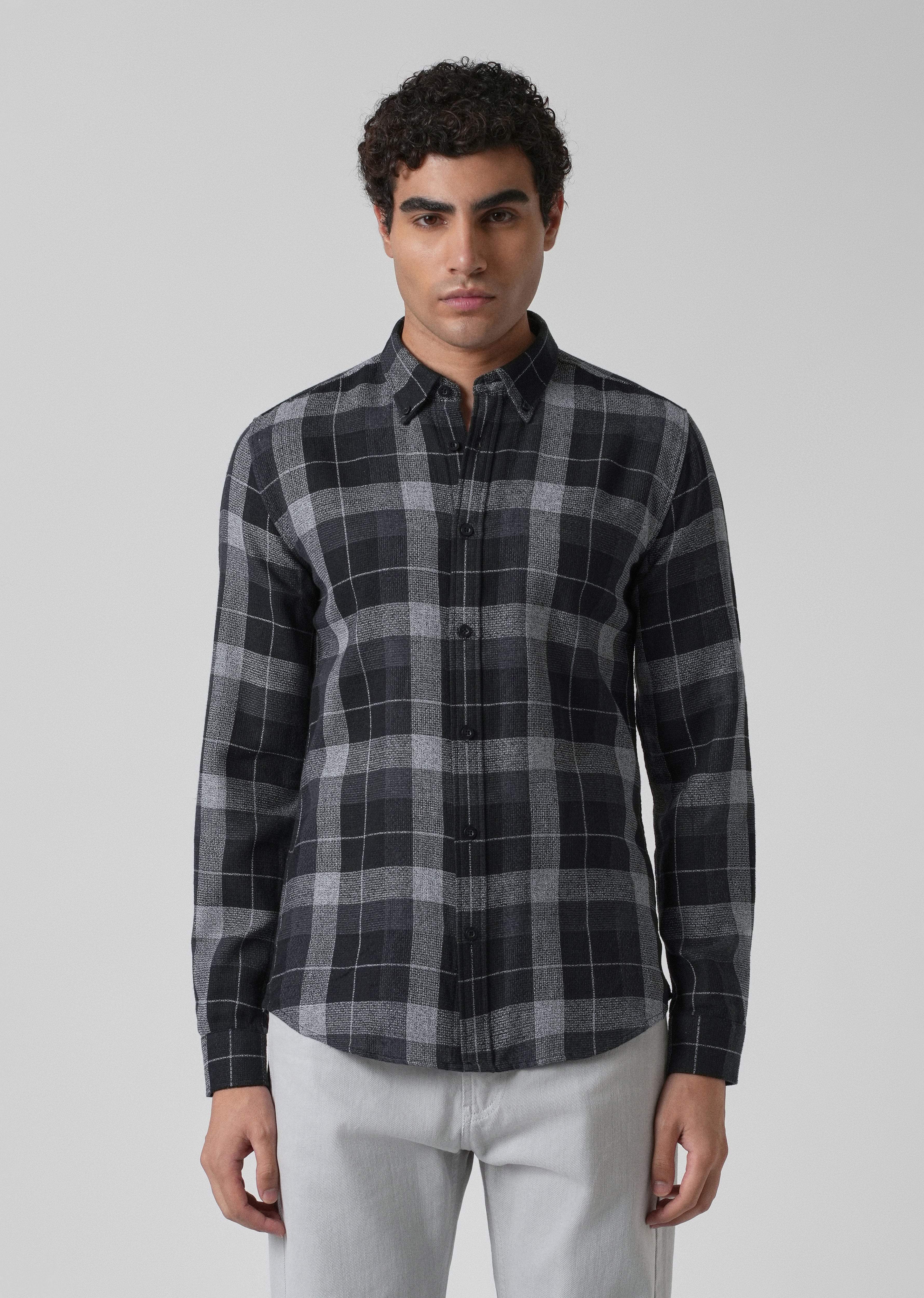 Melange Boldsquare Black Check Shirt