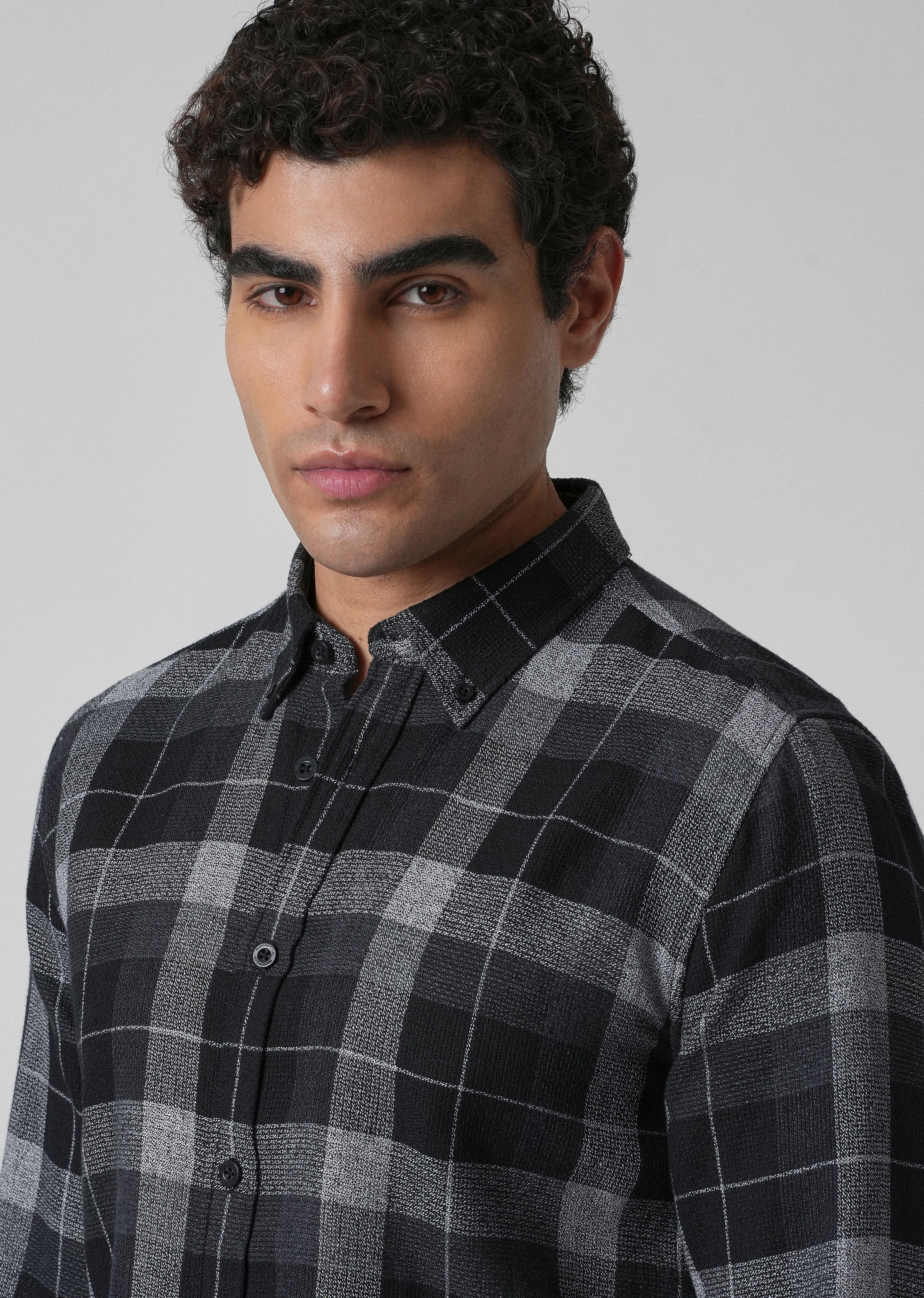 Melange Boldsquare Black Check Shirt