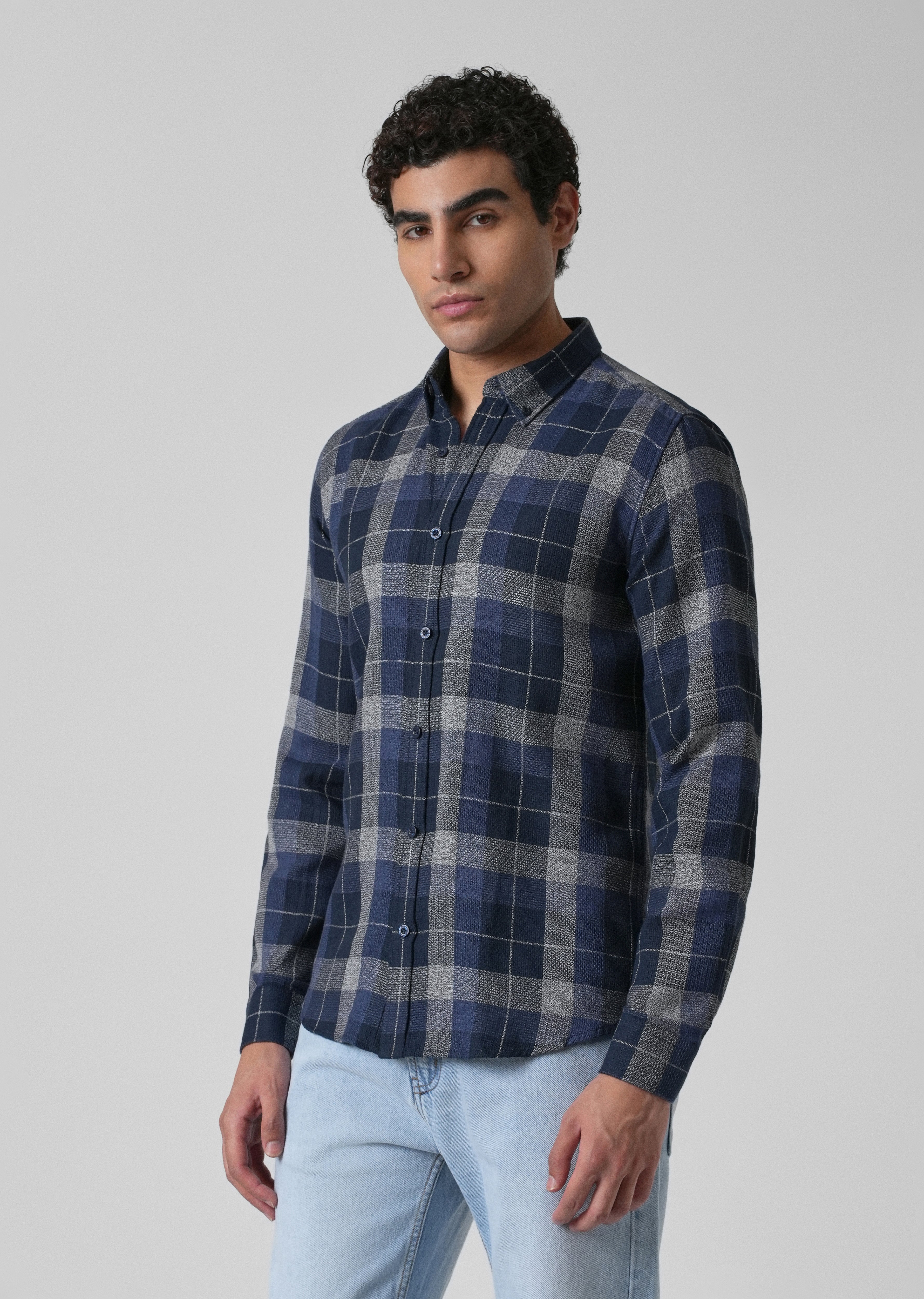 Melange Boldsquare Blue Check Shirt