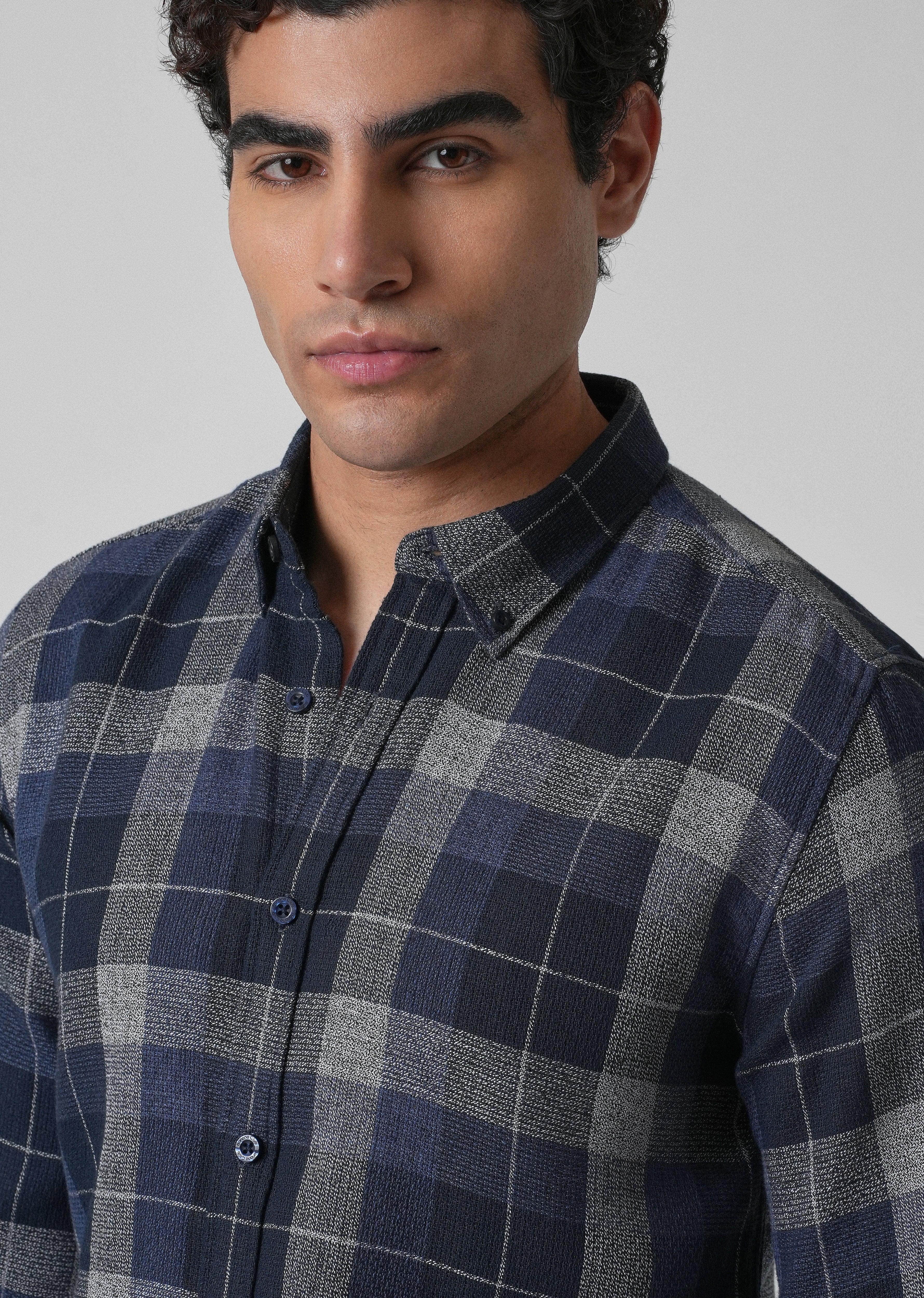 Melange Boldsquare Blue Check Shirt