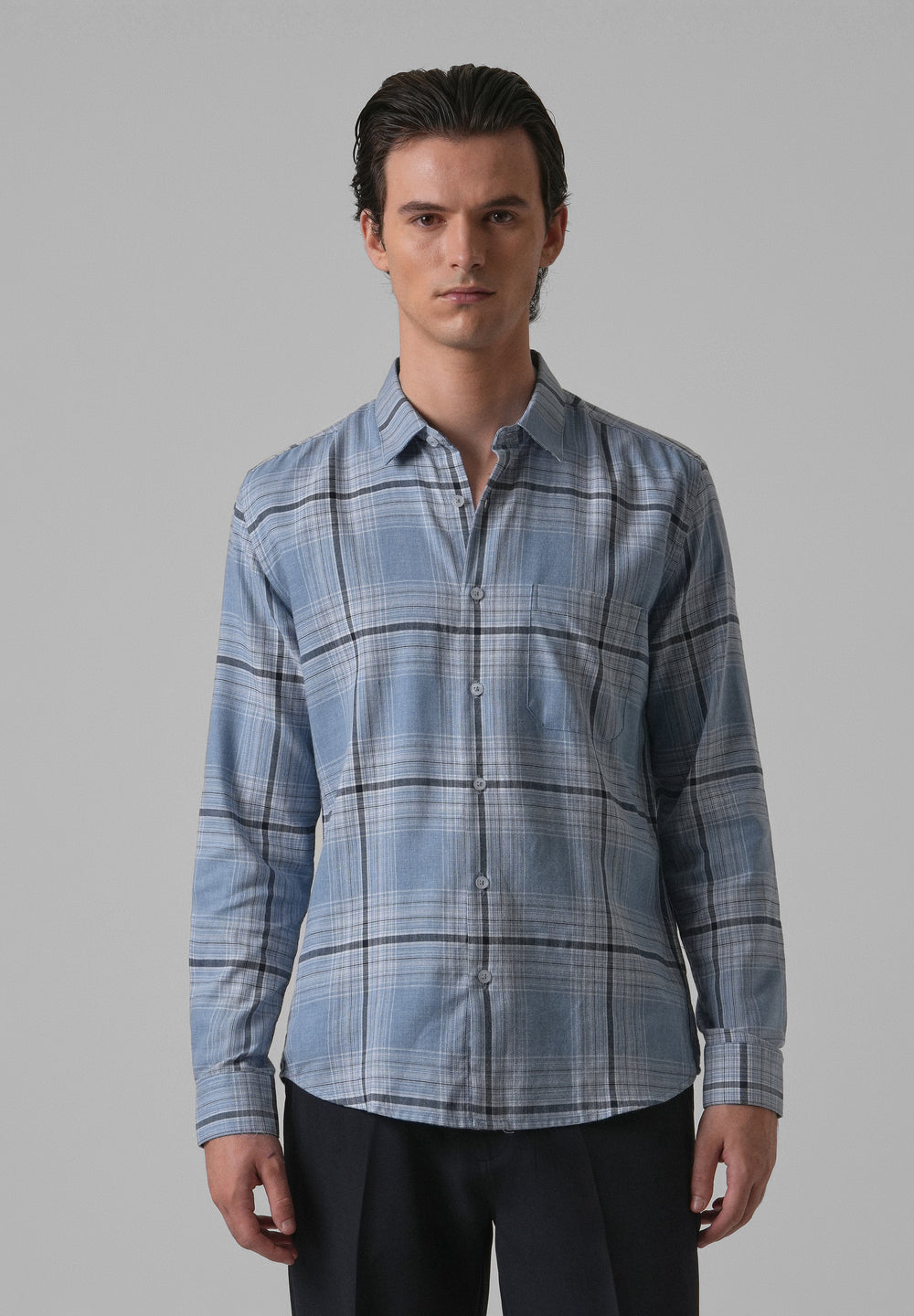 Melange Check Cool Blue Shirt