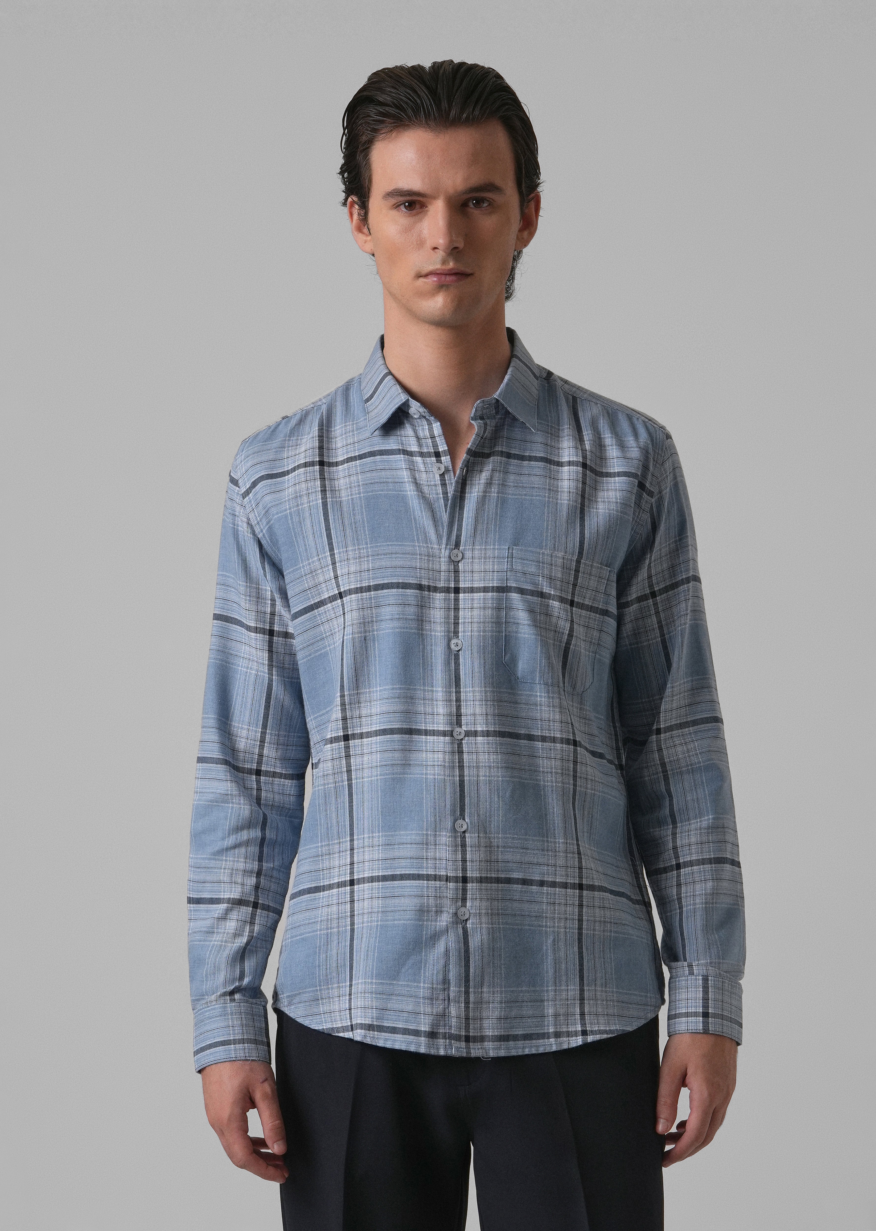 Melange Check Cool Blue Shirt