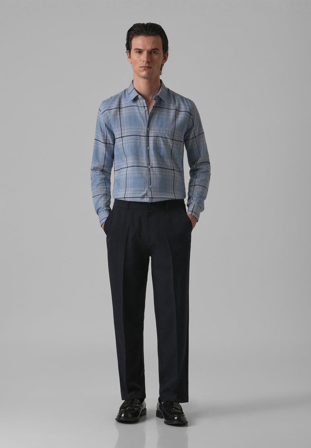 Melange Check Cool Blue Shirt