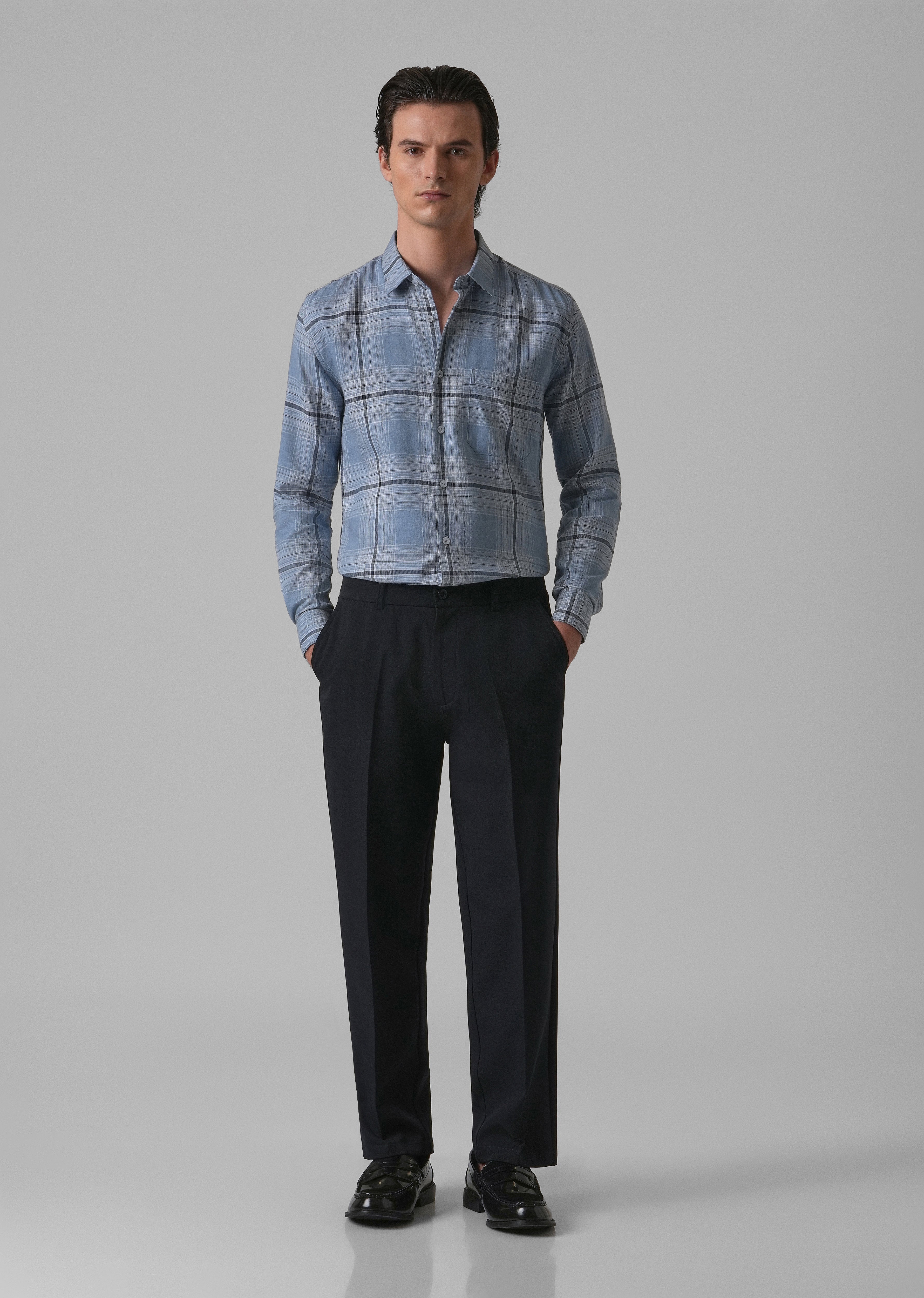 Melange Check Cool Blue Shirt