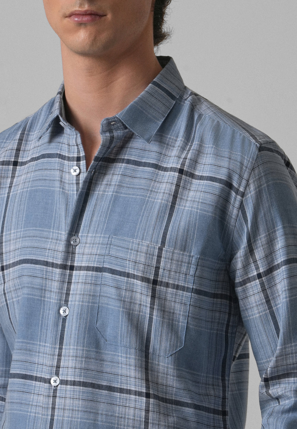 Melange Check Cool Blue Shirt