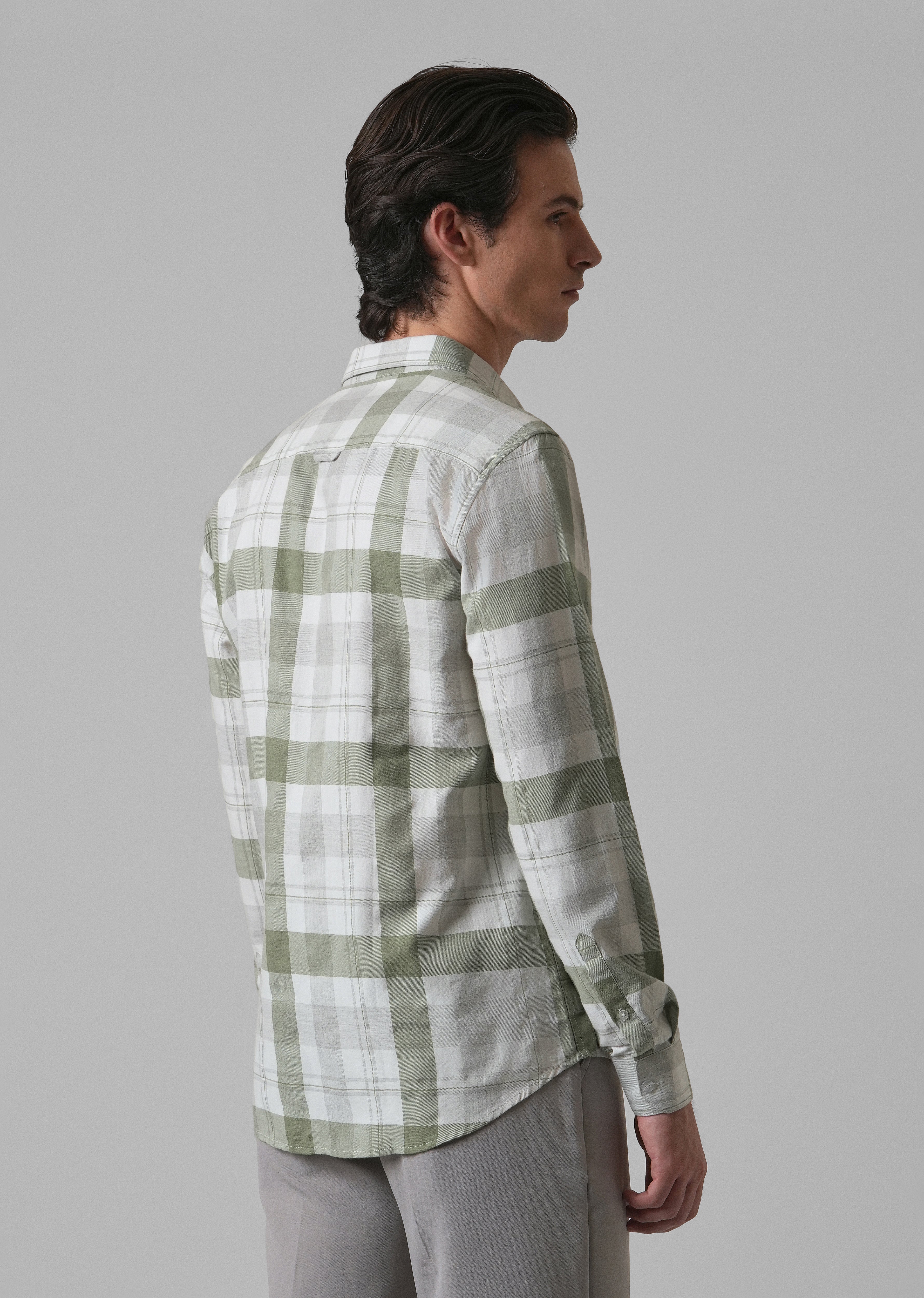 Melange Fern Green Check Shirt