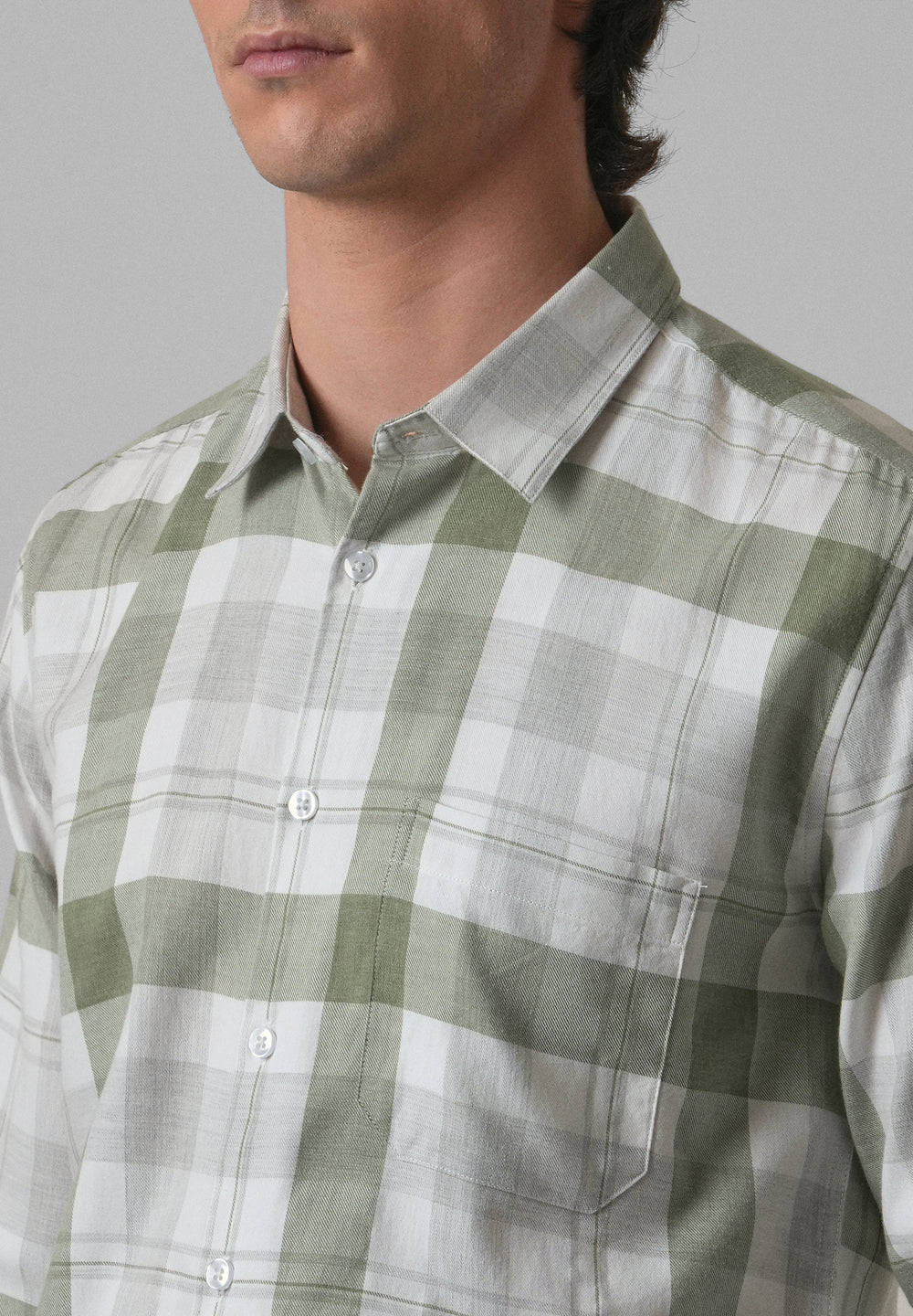 Melange Fern Green Check Shirt