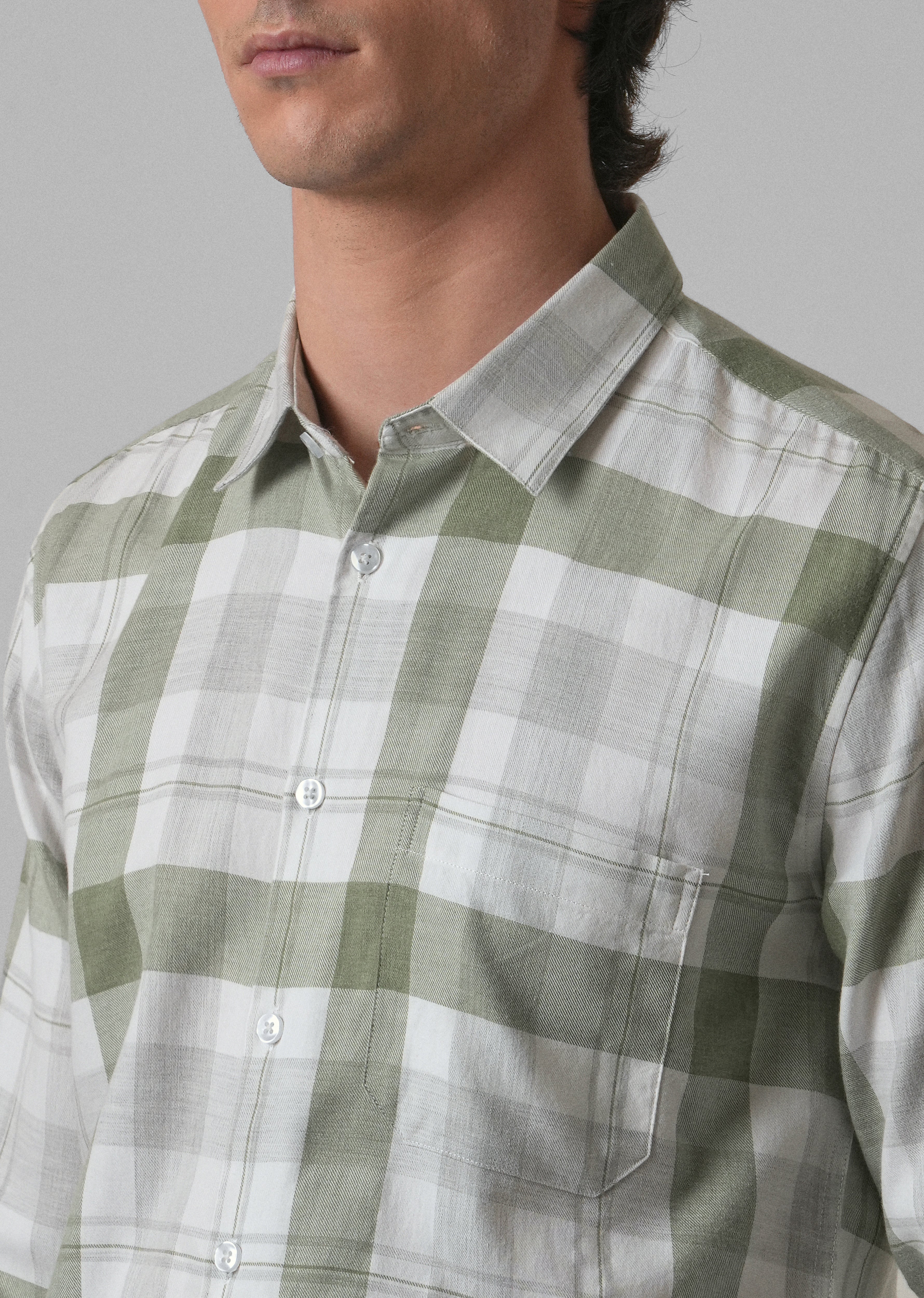 Melange Fern Green Check Shirt
