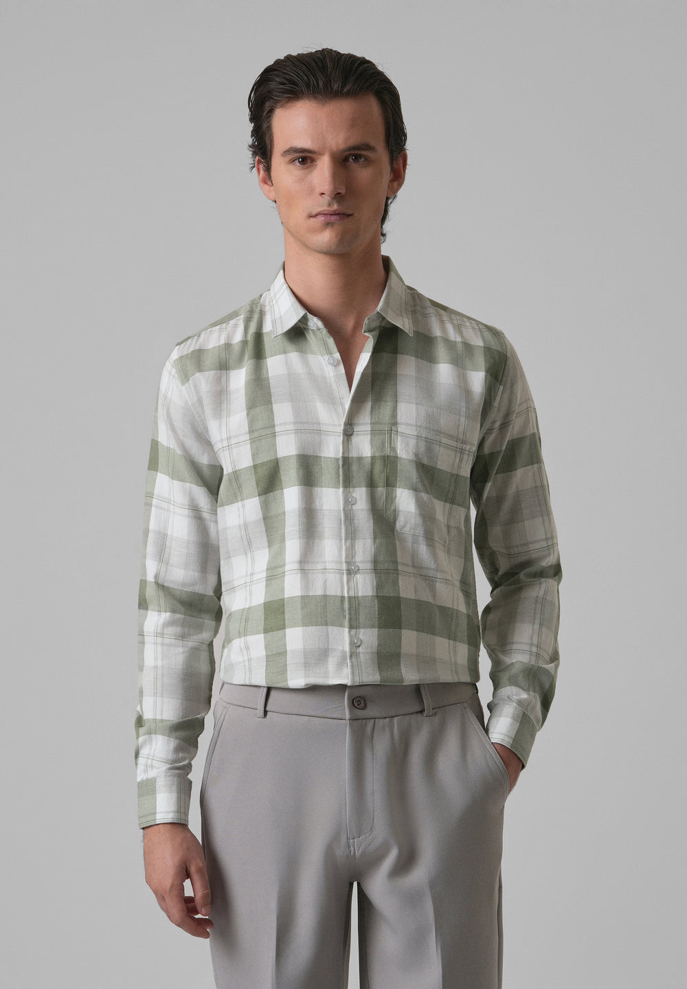 Melange Fern Green Check Shirt