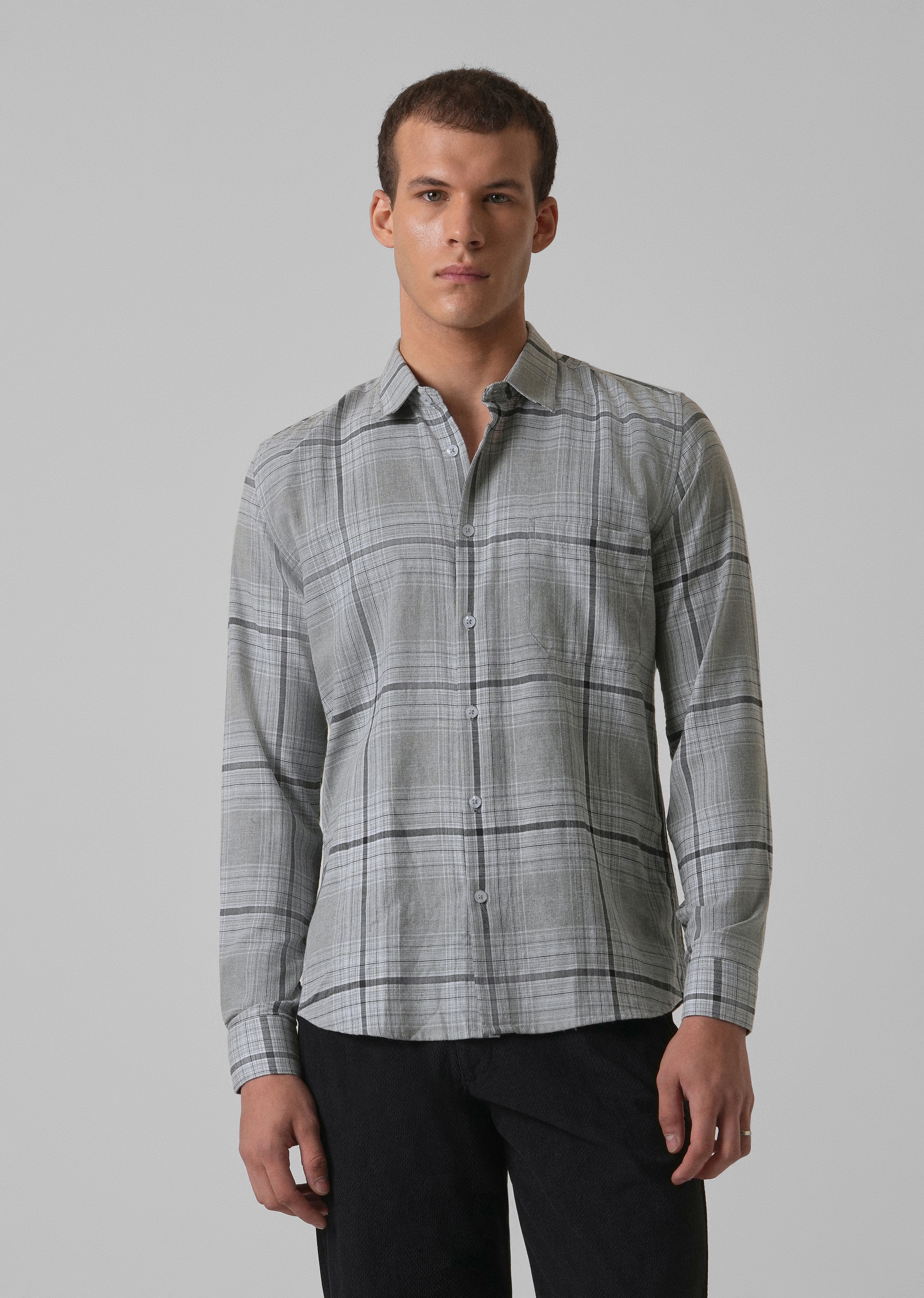 Melange Glacier Grey Check Shirt
